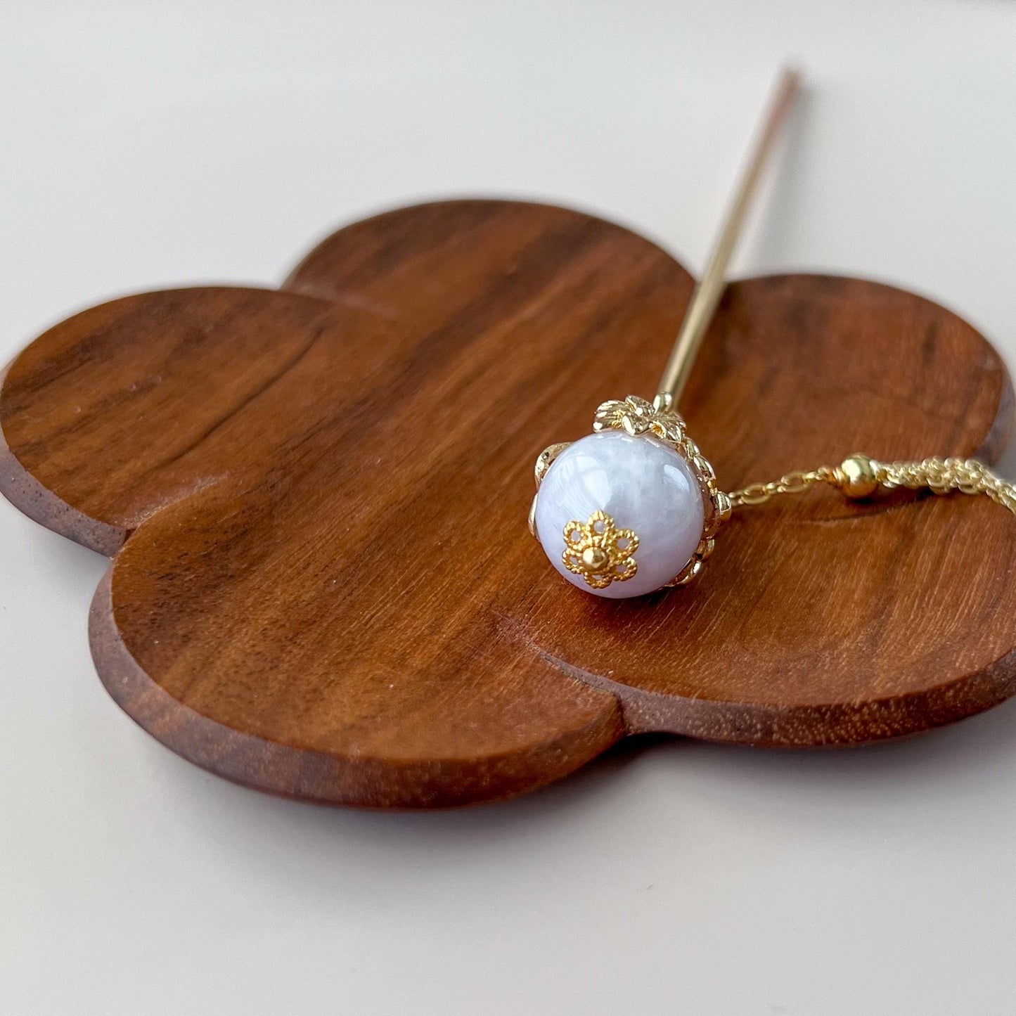 Jade Hairpin, Gold Plated, Green, Purple Jade, Grade A Jade hair pin, YJ-0921-006737