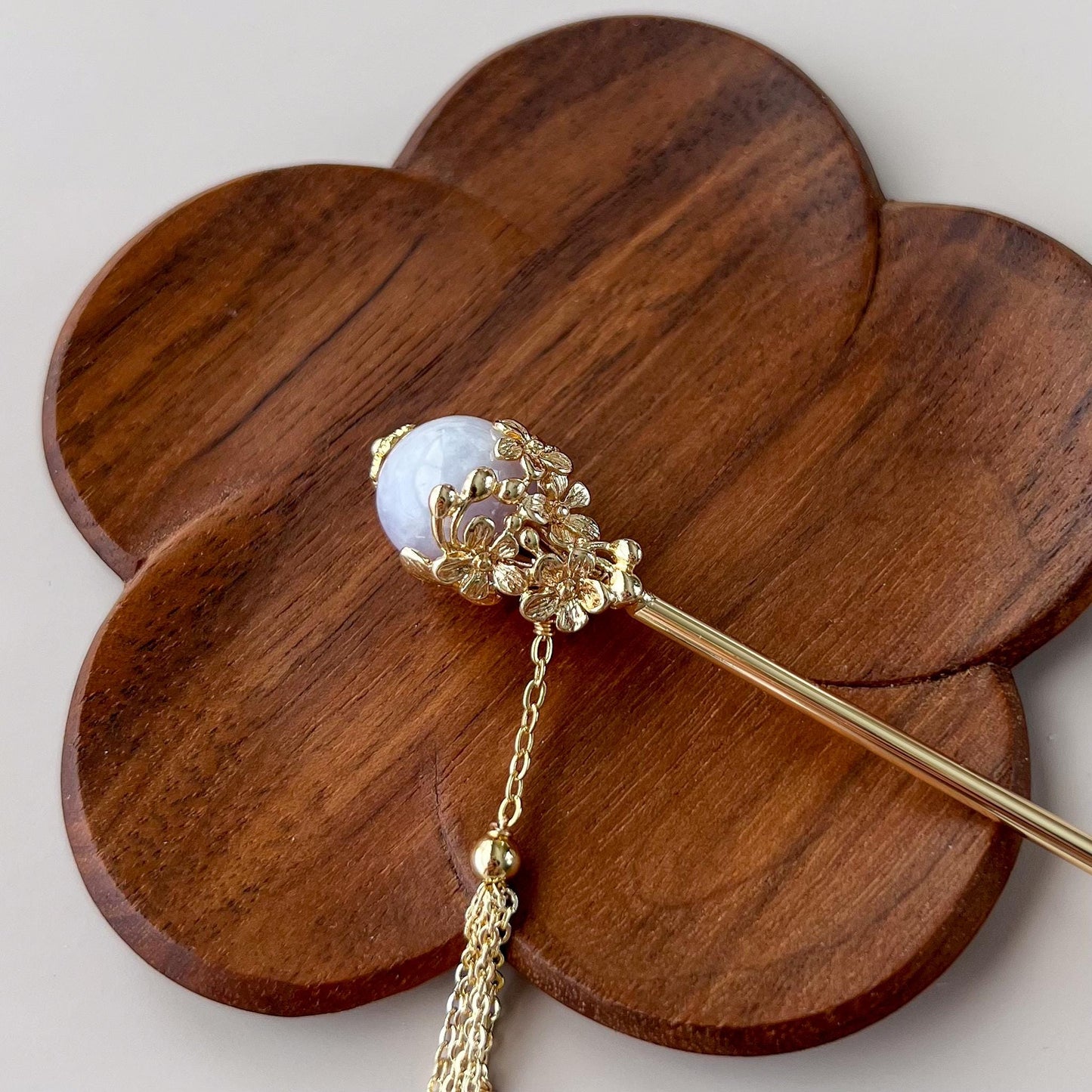 Jade Hairpin, Gold Plated, Green, Purple Jade, Grade A Jade hair pin, YJ-0921-006737