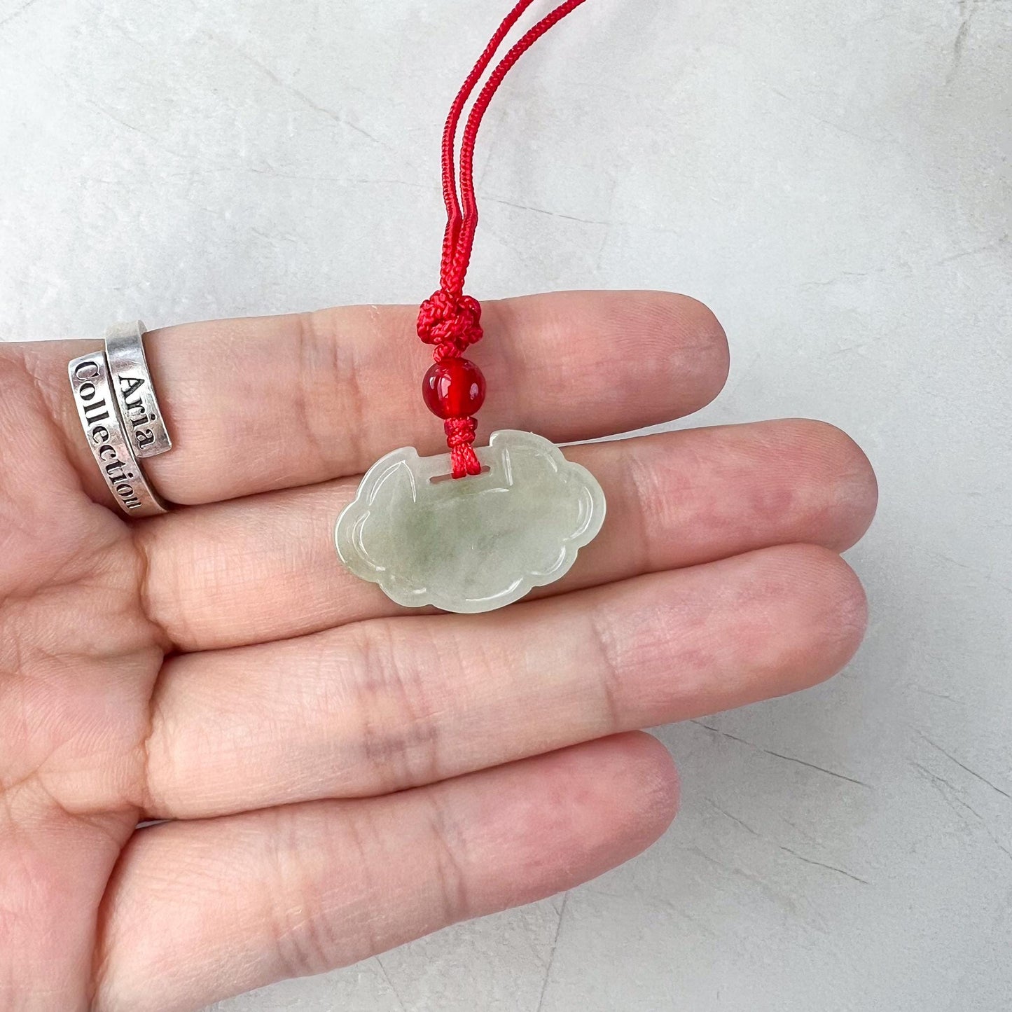 Mini Longevity Lock Pendant, 长命锁, Light Green Jadeite Jade Hand Carved, FSX-0822-185530