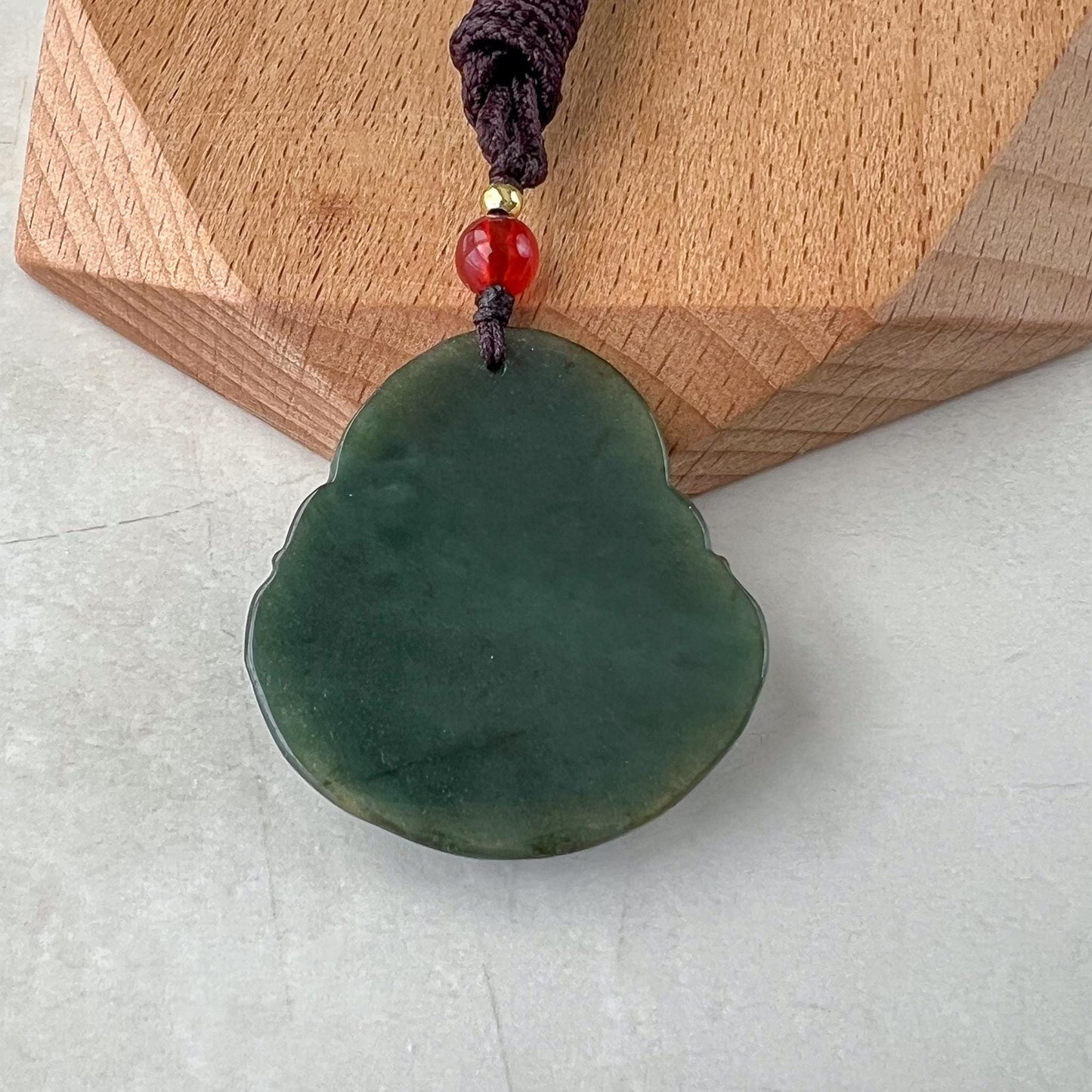 Happy Buddha Jade Pendant, Green Jadeite Jade Pendant, Carved Jadeite Pendant, XY-0622-0002675
