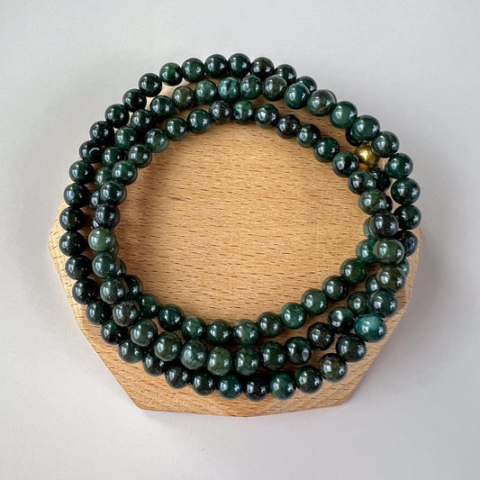 6.7 mm 108 Dark Green Jadeite Jade Mala Beads Bracelet Necklace, YJ-0913-0064604