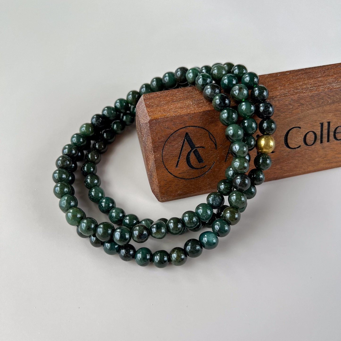 6.7 mm 108 Dark Green Jadeite Jade Mala Beads Bracelet Necklace, YJ-0913-0064604