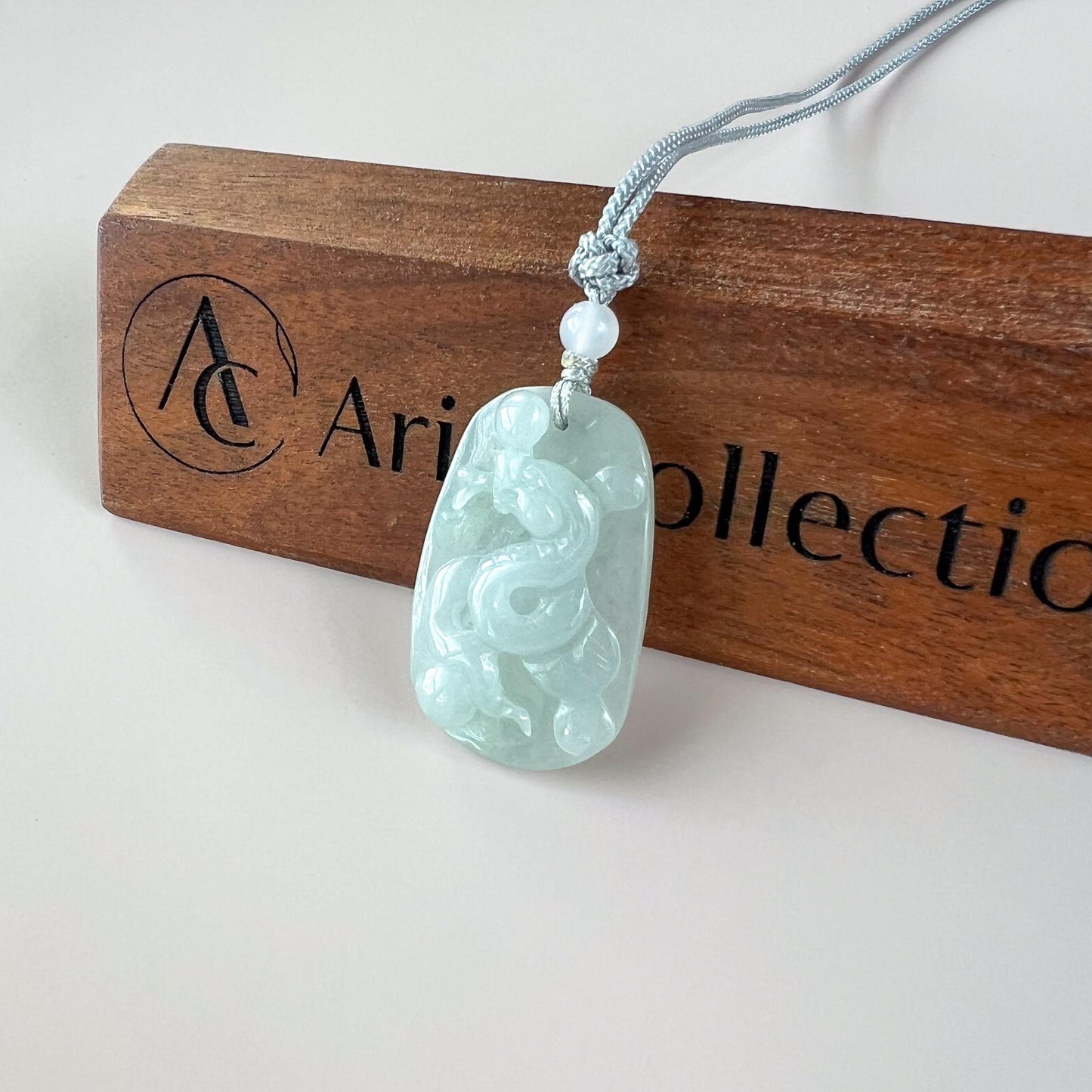 Serpent's Grace Jade Pendant, Jadeite Jade Snake Chinese Zodiac Carved Pendant, HY-0422-1757803511