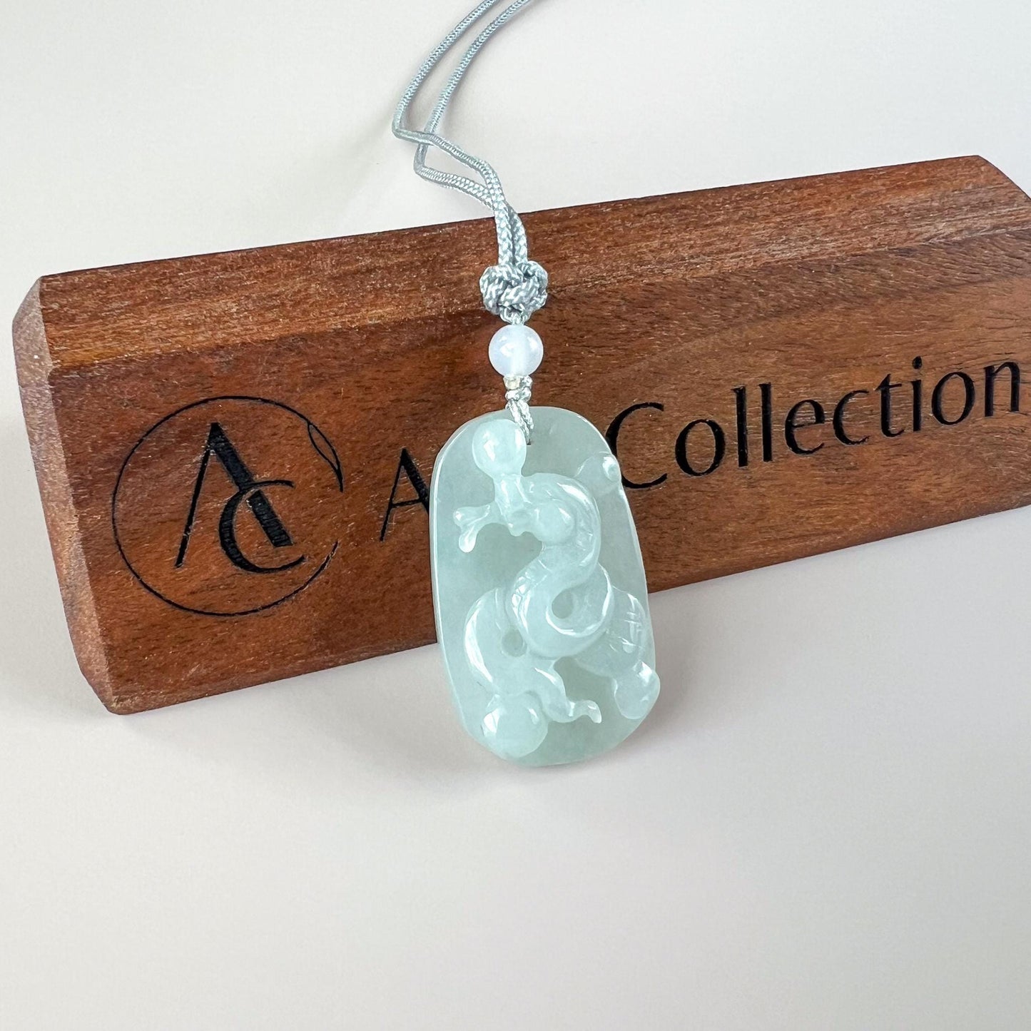Serpent's Grace Jade Pendant, Jadeite Jade Snake Chinese Zodiac Carved Pendant, HY-0422-1757803511