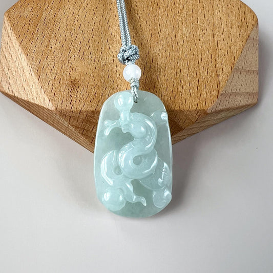 Serpent's Grace Jade Pendant, Jadeite Jade Snake Chinese Zodiac Carved Pendant, HY-0422-1757803511