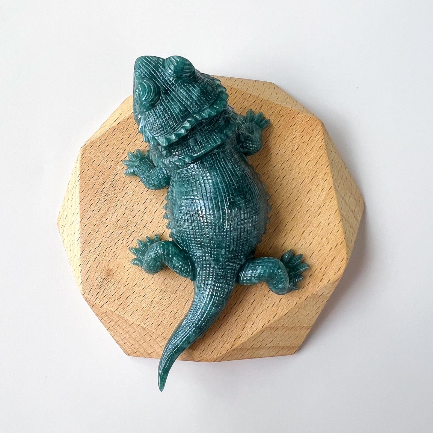 Lizard Jade Figurine, Feng Shui Hand-Carved Green Jade Statue, Home & Office Display Decoration, WMC-1224-1757129898