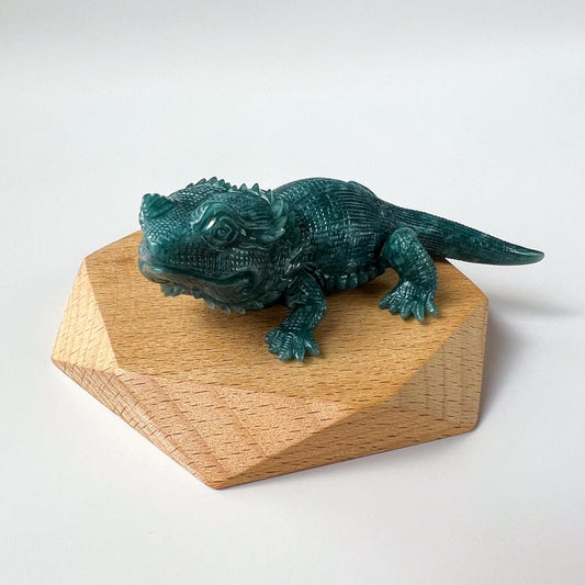 Lizard Jade Figurine, Feng Shui Hand-Carved Green Jade Statue, Home & Office Display Decoration, WMC-1224-1757129898