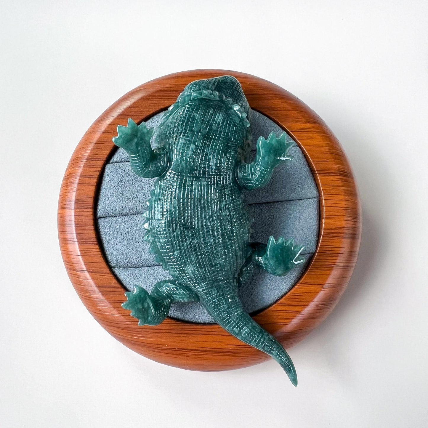 Lizard Jade Figurine, Feng Shui Hand-Carved Green Jade Statue, Home & Office Display Decoration, WMC-1224-1757129898