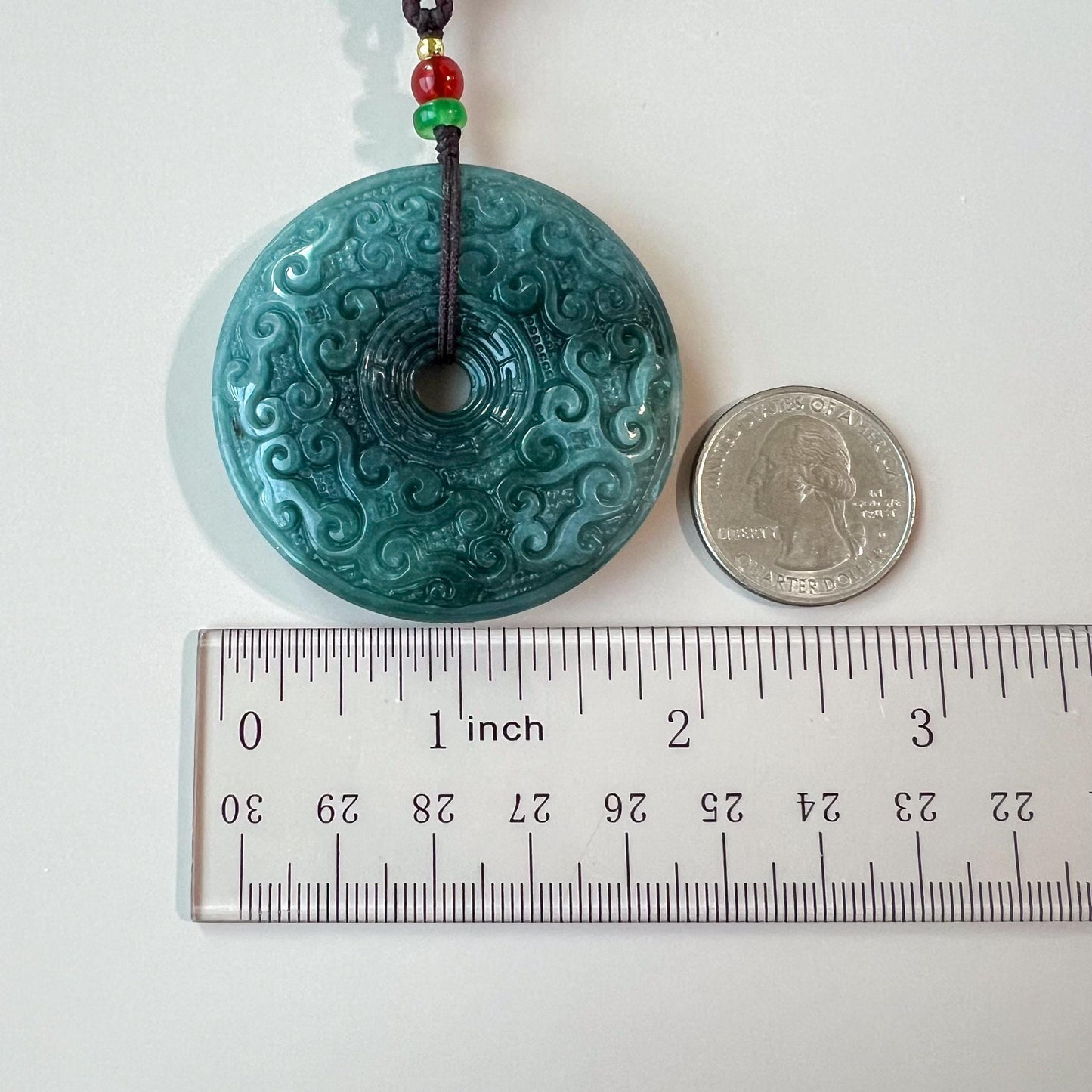 Antique Peace Circle Donut Jade Pendant, Large Blue Green Jadeite Jade Donut, Ping An Kou, 平安扣, XC-1224-1759082501