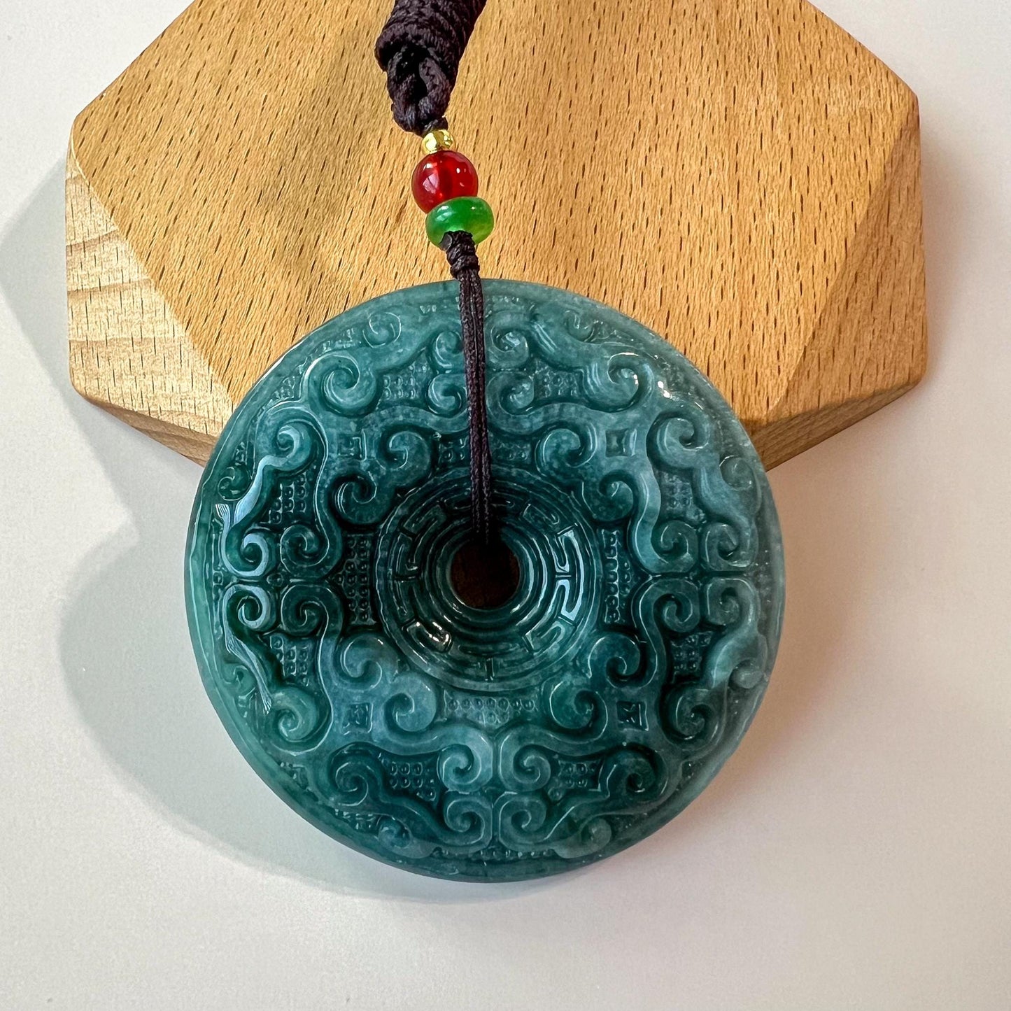 Antique Peace Circle Donut Jade Pendant, Large Blue Green Jadeite Jade Donut, Ping An Kou, 平安扣, XC-1224-1759082501