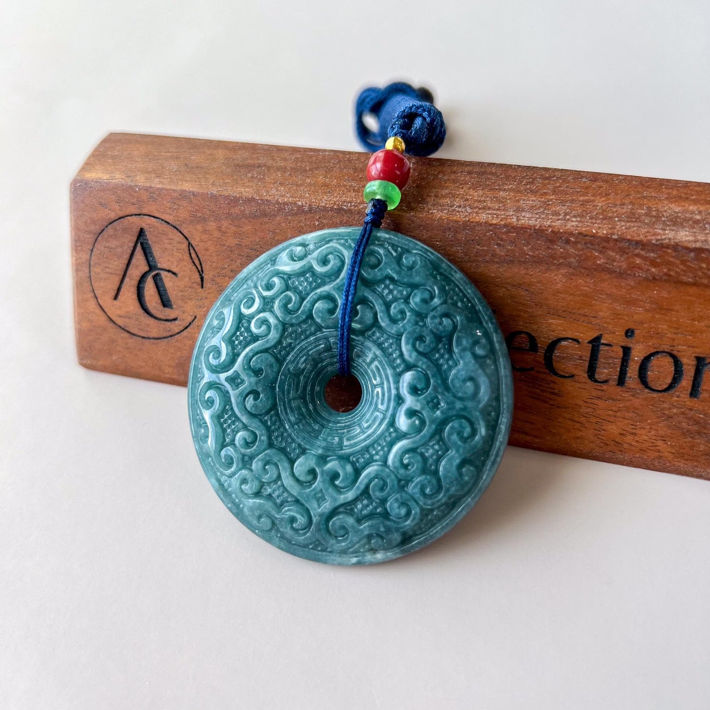 Antique Peace Circle Donut Jade Pendant, Large Blue Green Jadeite Jade Donut, Ping An Kou, 平安扣, XC-1224-1759082501