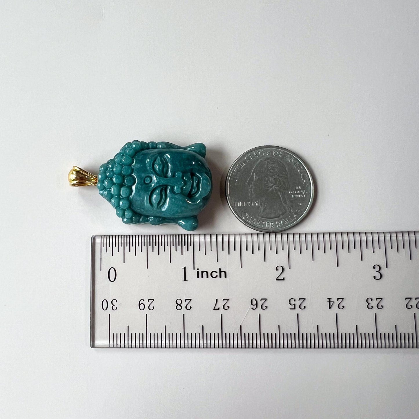 Jadeite Jade Buddha Head 18K Solid Gold Bail Pendant, Amida, Amitabha Buddha, 阿弥陀佛, Jade Carved Pendant, LAN-0424-1757816097