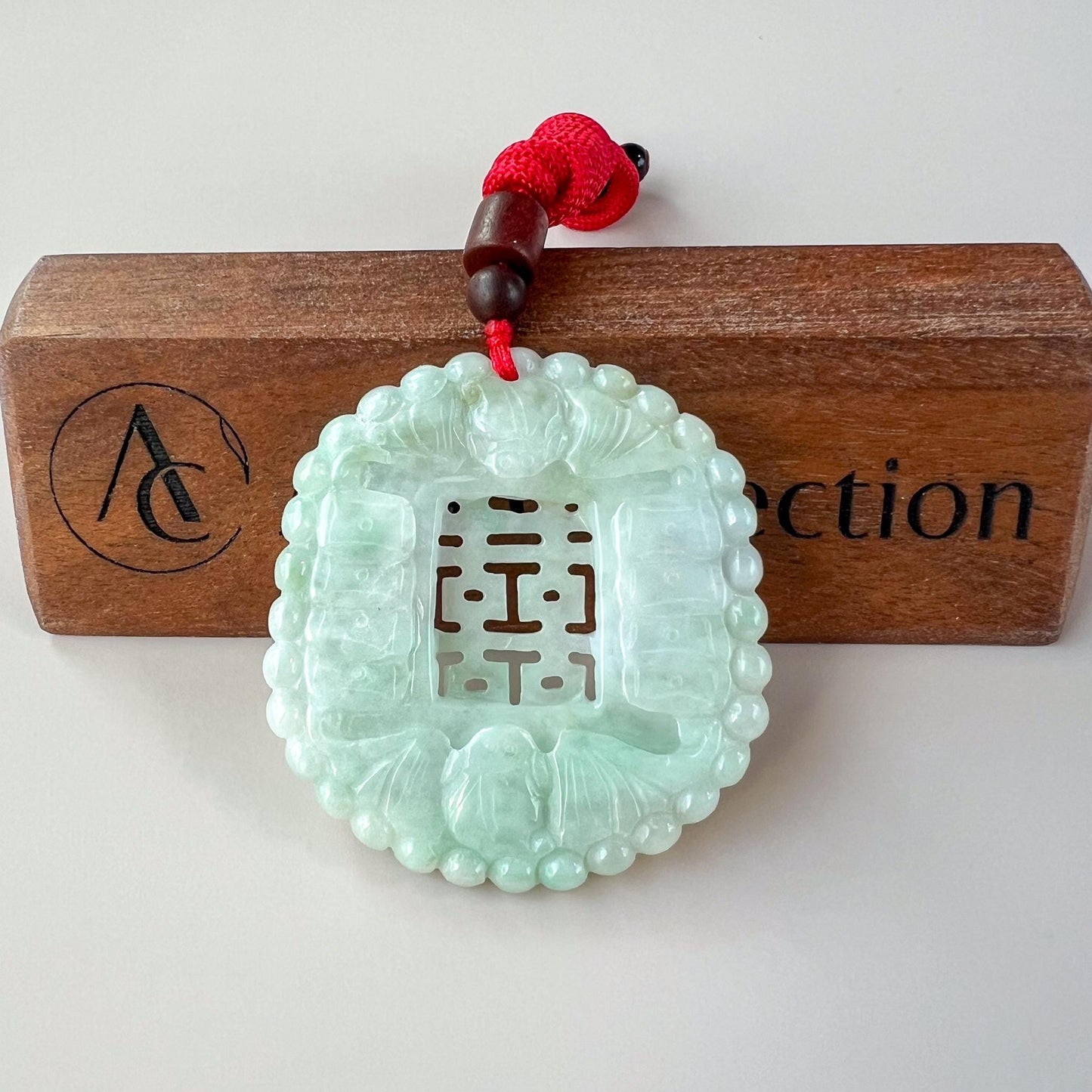 Double Happiness Fortune Jade Pendant, 双喜 Jadeite Jade Wedding Marriage Gift Happiness Carved Necklace, XY-0622-1757881523