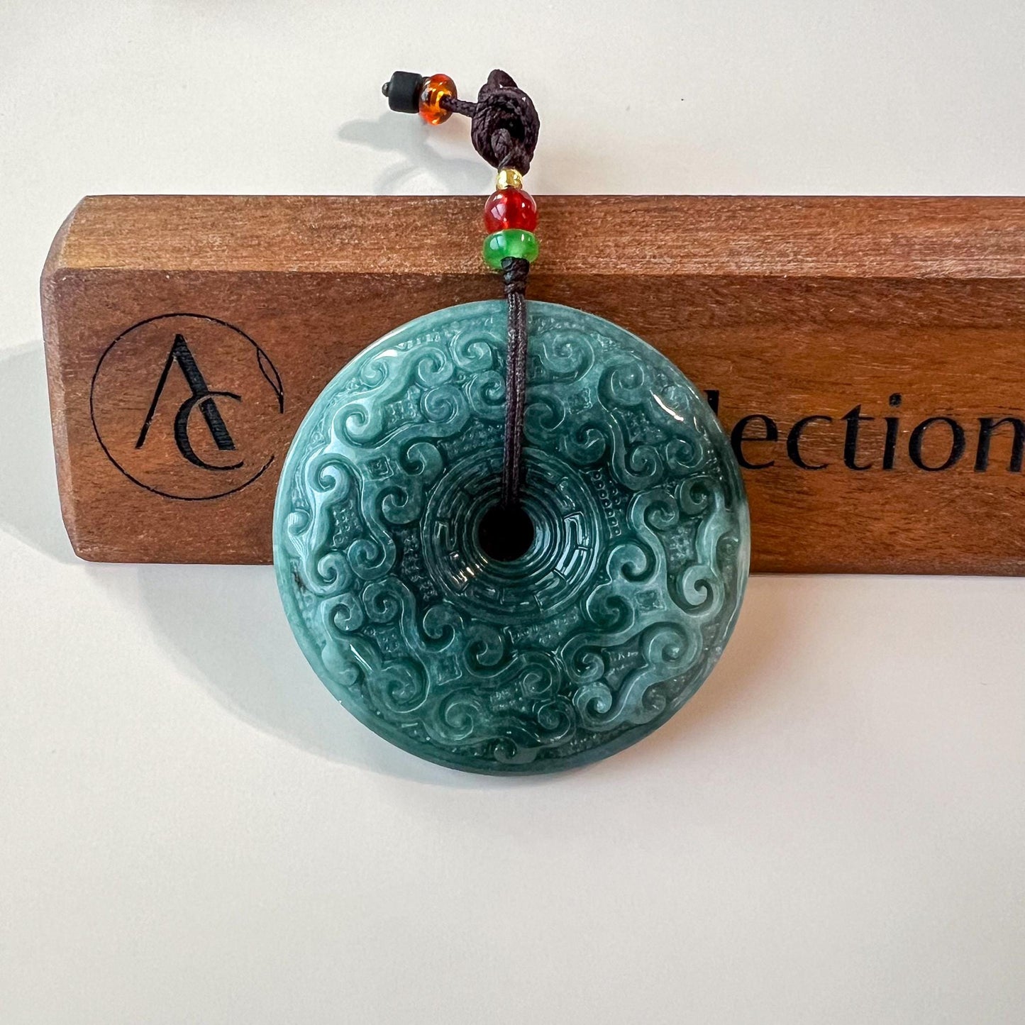 Antique Peace Circle Donut Jade Pendant, Large Blue Green Jadeite Jade Donut, Ping An Kou, 平安扣, XC-1224-1759082501