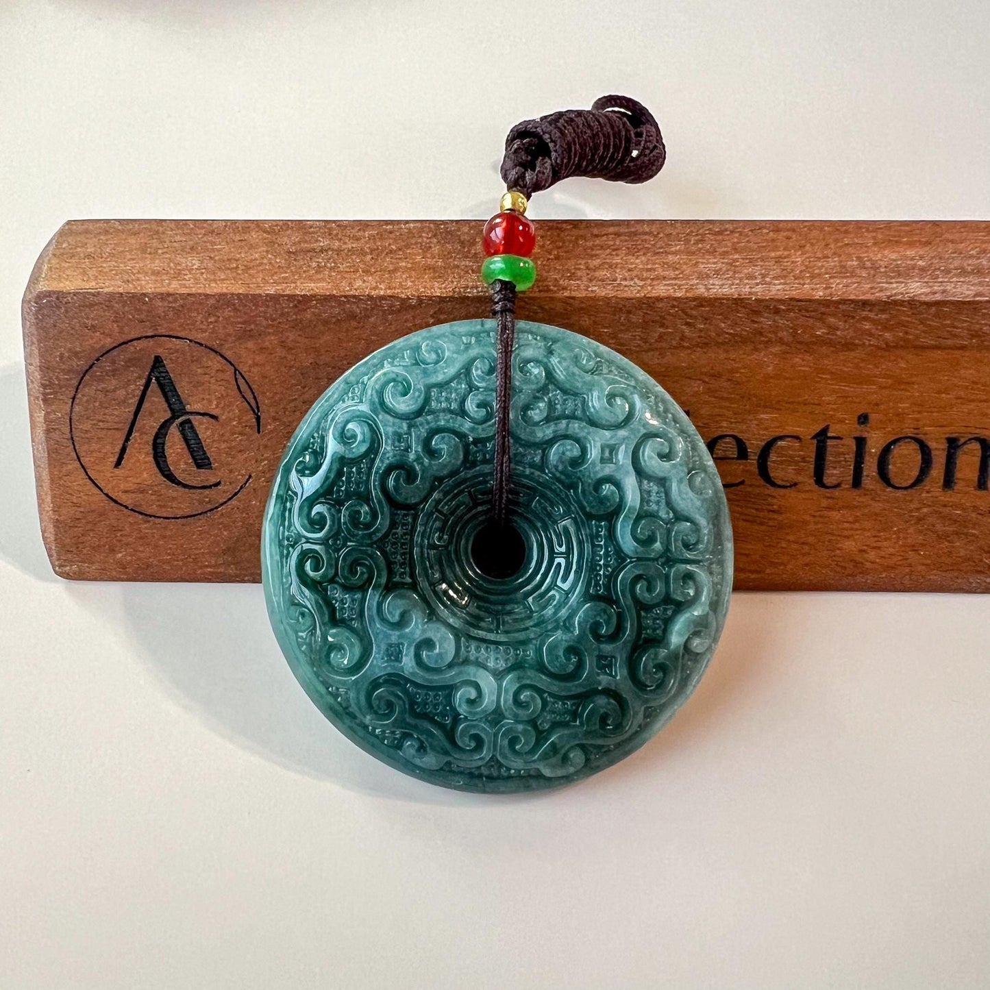 Antique Peace Circle Donut Jade Pendant, Large Blue Green Jadeite Jade Donut, Ping An Kou, 平安扣, XC-1224-1759082501