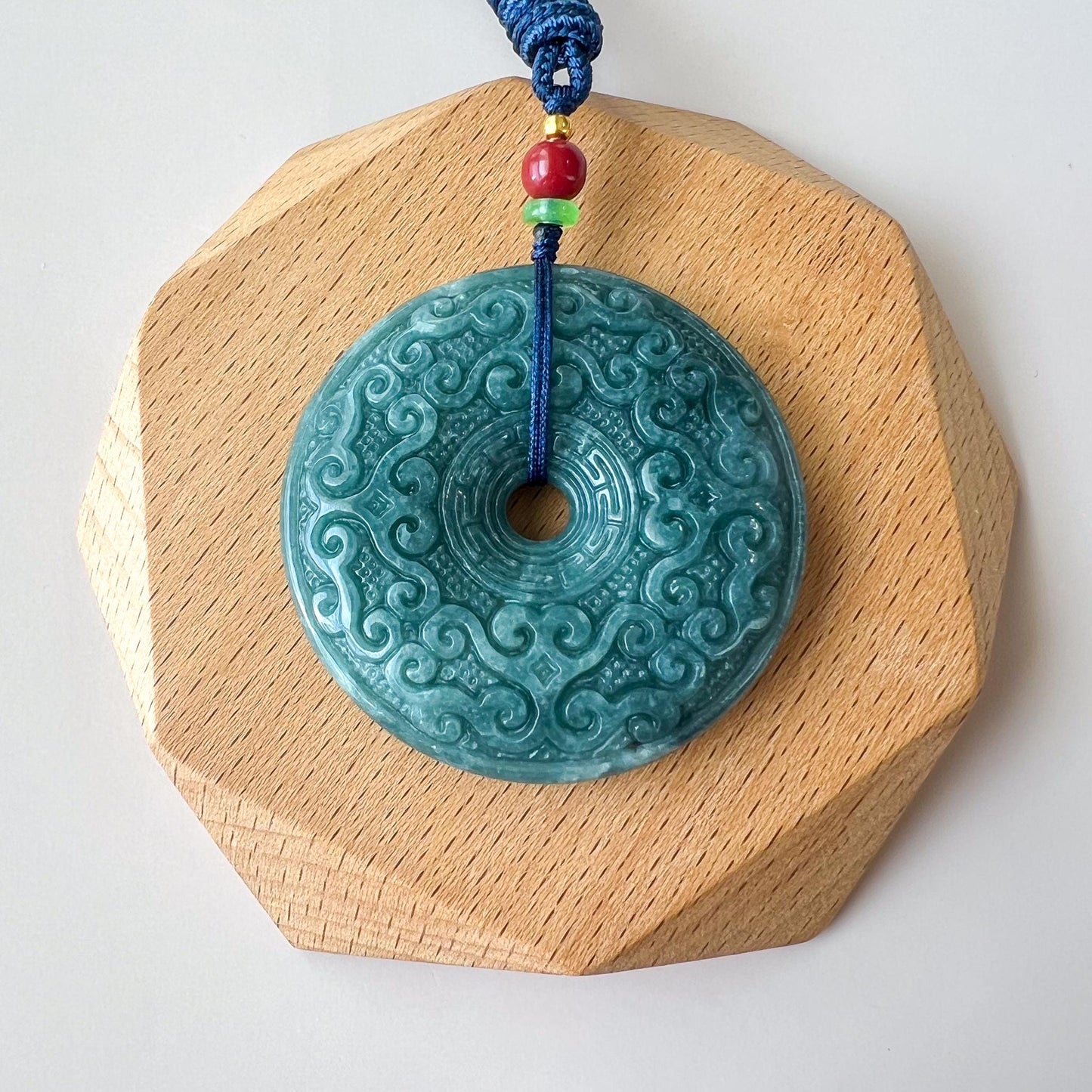 Antique Peace Circle Donut Jade Pendant, Large Blue Green Jadeite Jade Donut, Ping An Kou, 平安扣, XC-1224-1759082501