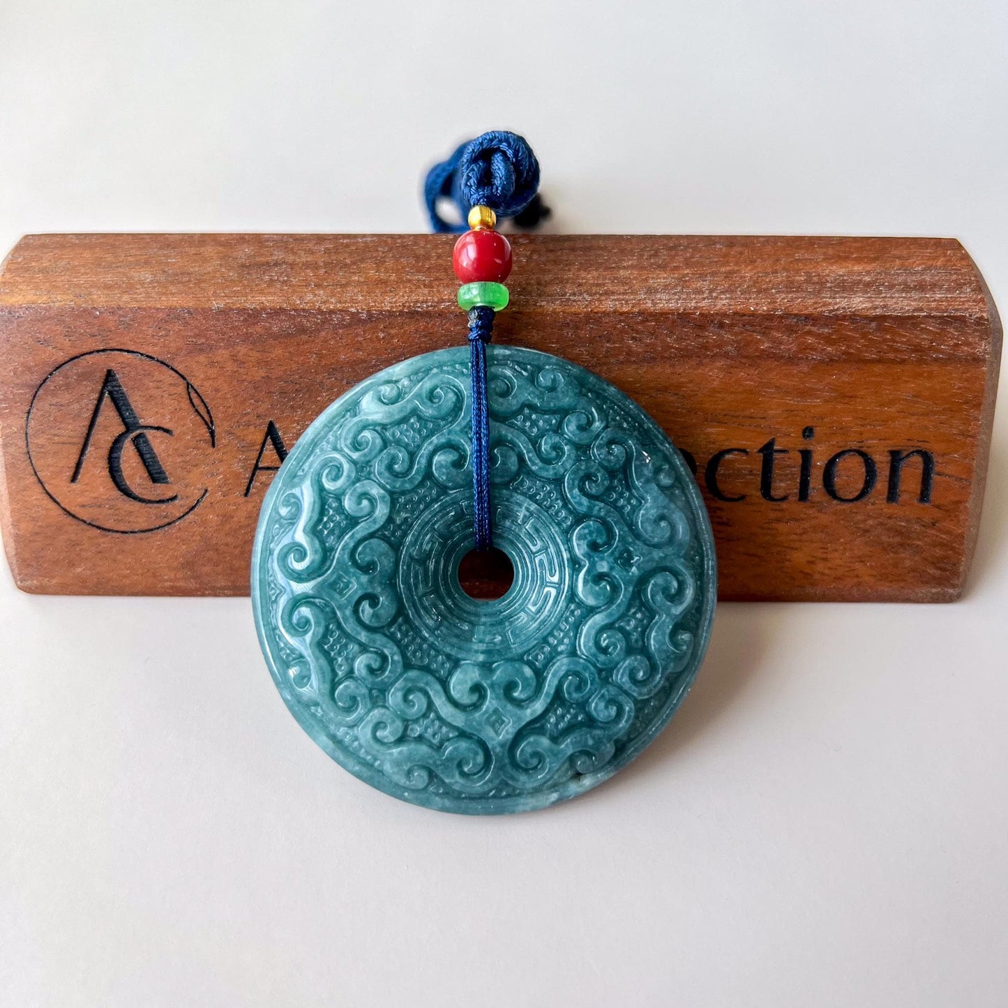 Antique Peace Circle Donut Jade Pendant, Large Blue Green Jadeite Jade Donut, Ping An Kou, 平安扣, XC-1224-1759082501
