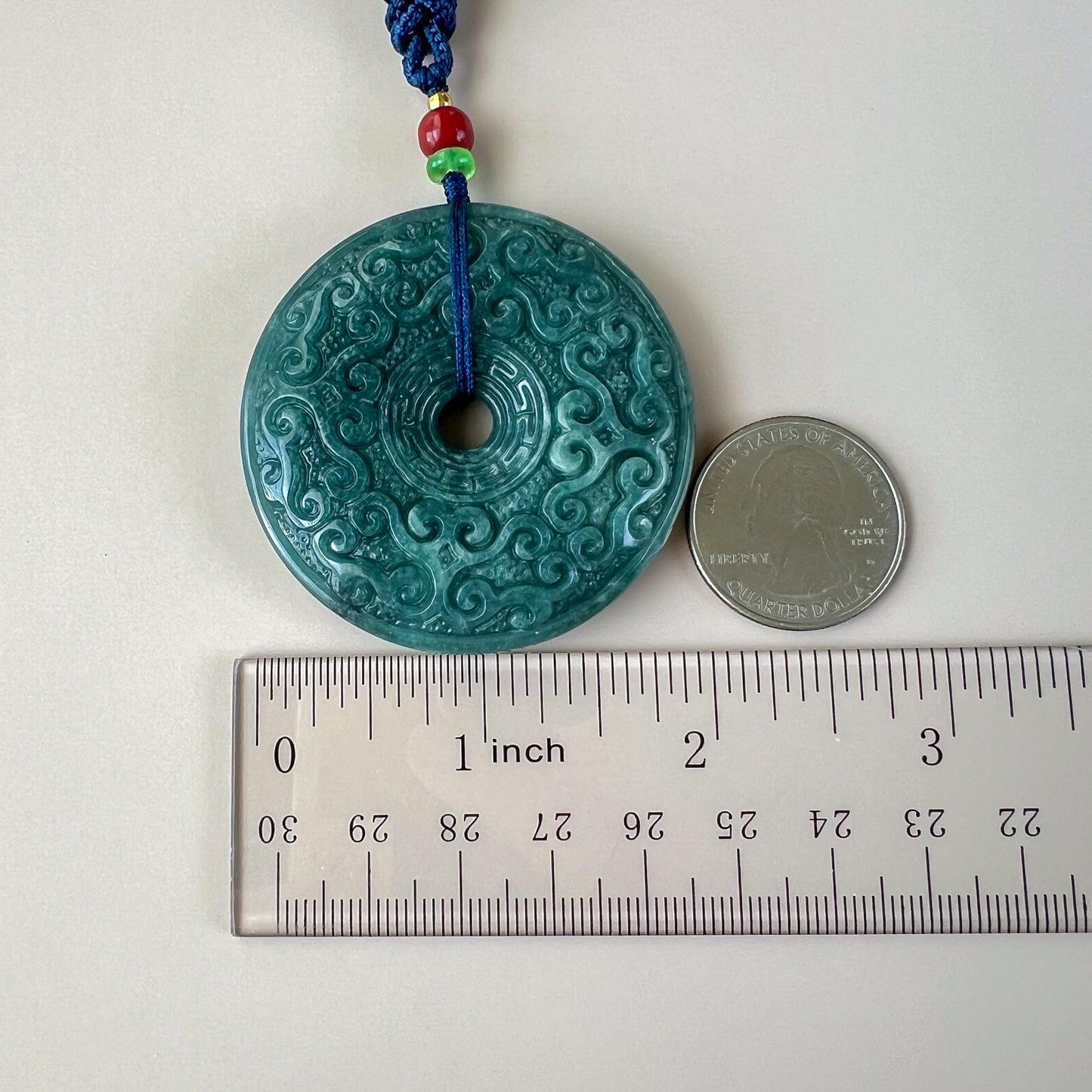 Antique Peace Circle Donut Jade Pendant, Large Blue Green Jadeite Jade Donut, Ping An Kou, 平安扣, XC-1224-1759082501