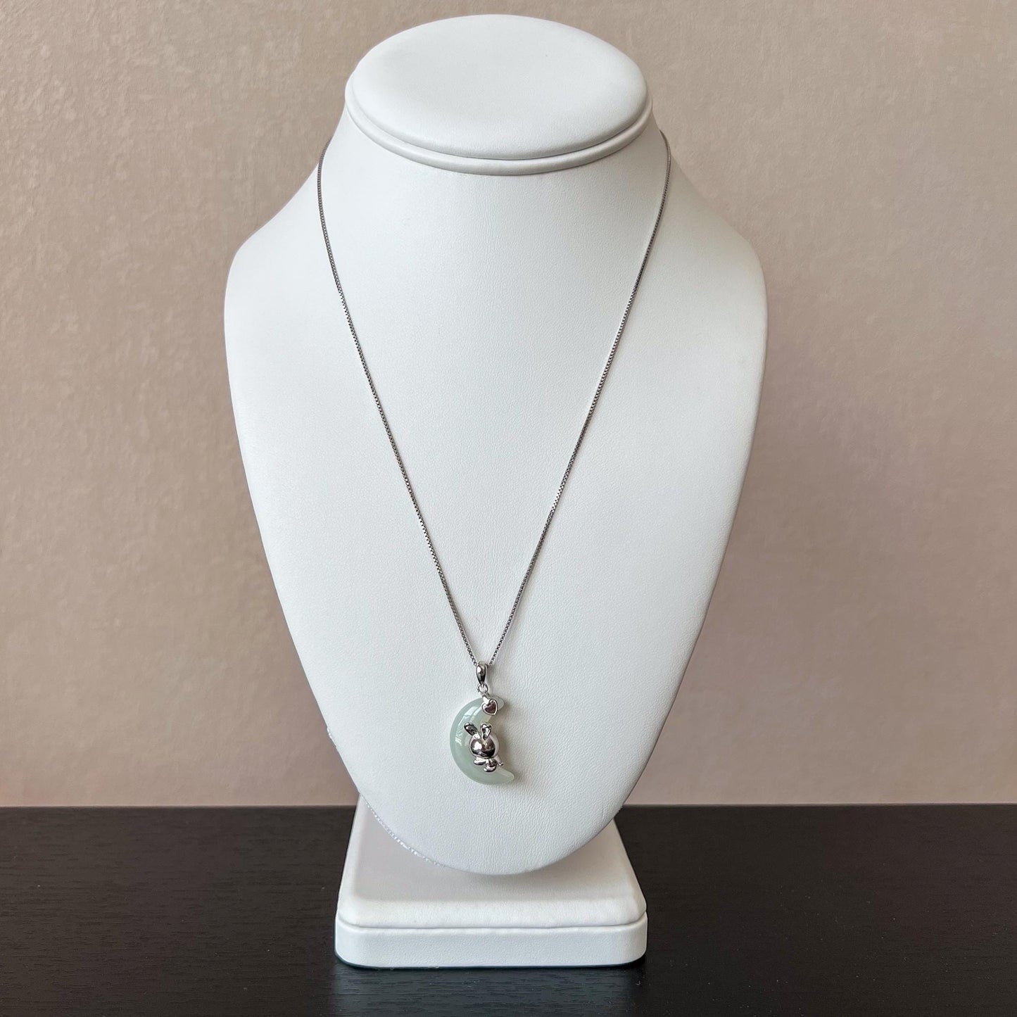 Jade Rabbit of the Moon Pendant, Nephrite Jade Pendant with Sterling Silver, JSY-1025-0048
