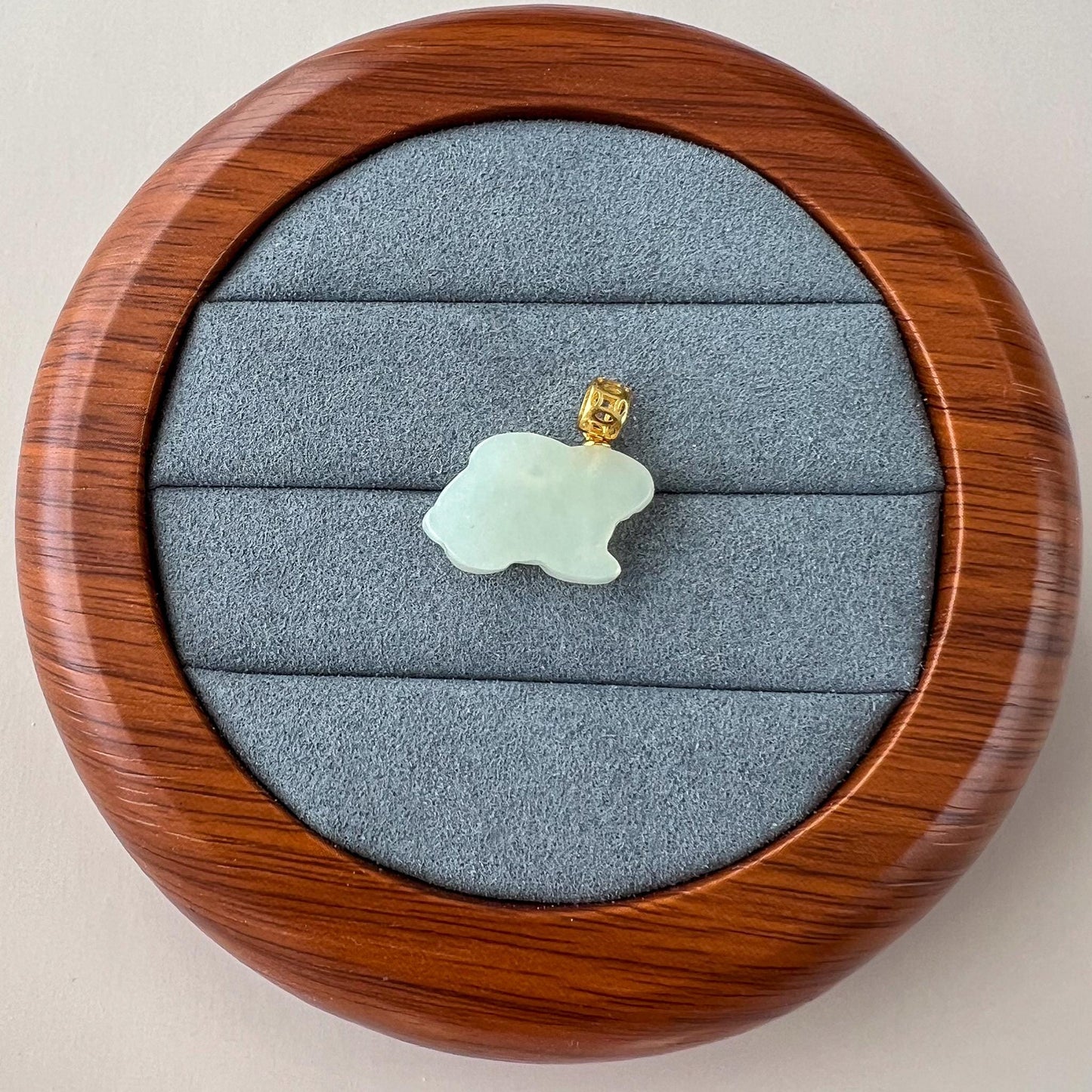 Harmony Rabbit Jade Pendant, Nephrite Jade Bunny Pendant with Gold Plated Sterling Silver, JSY-1025-3076