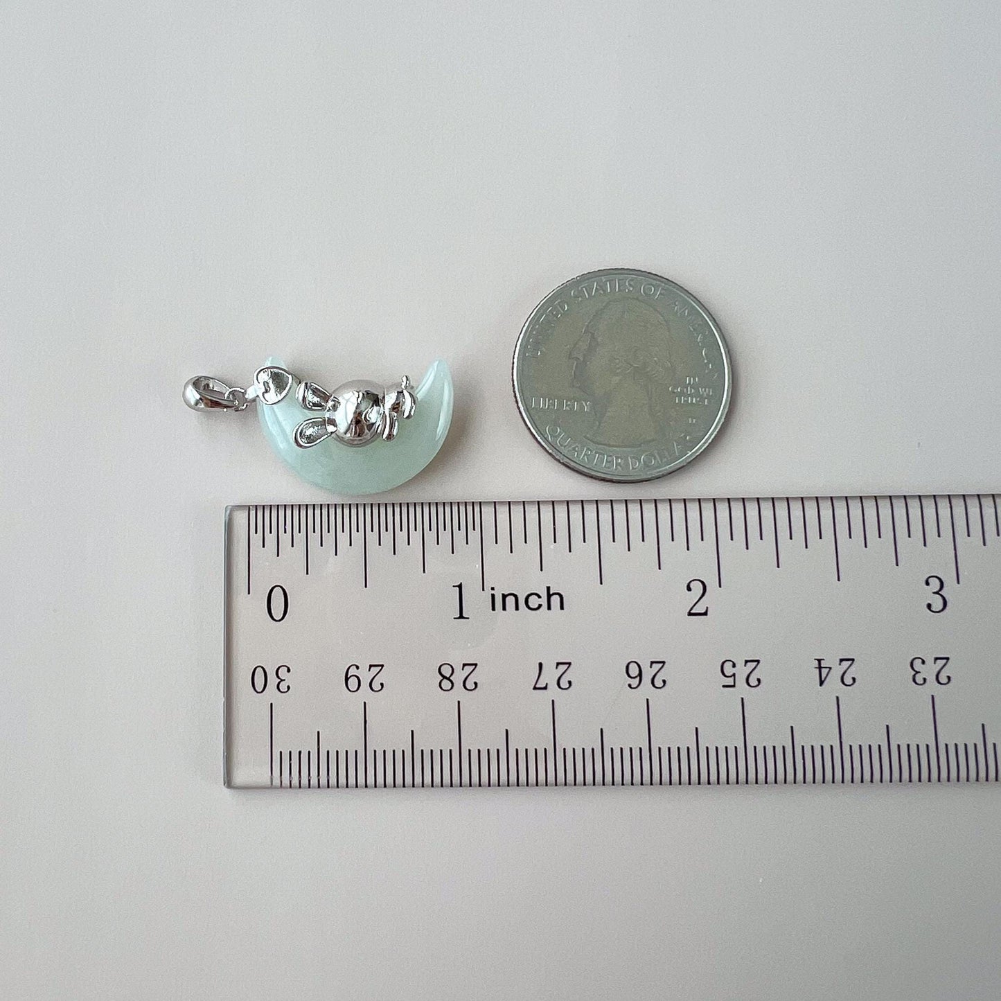 Jade Rabbit of the Moon Pendant, Nephrite Jade Pendant with Sterling Silver, JSY-1025-0048