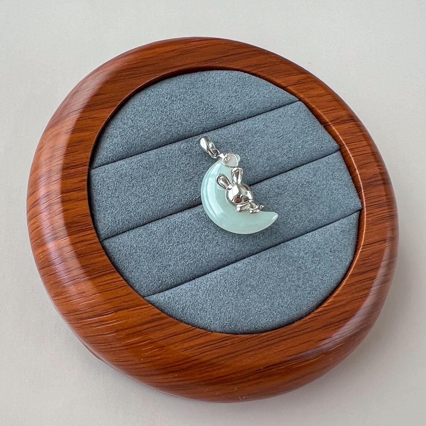 Jade Rabbit of the Moon Pendant, Nephrite Jade Pendant with Sterling Silver, JSY-1025-0048