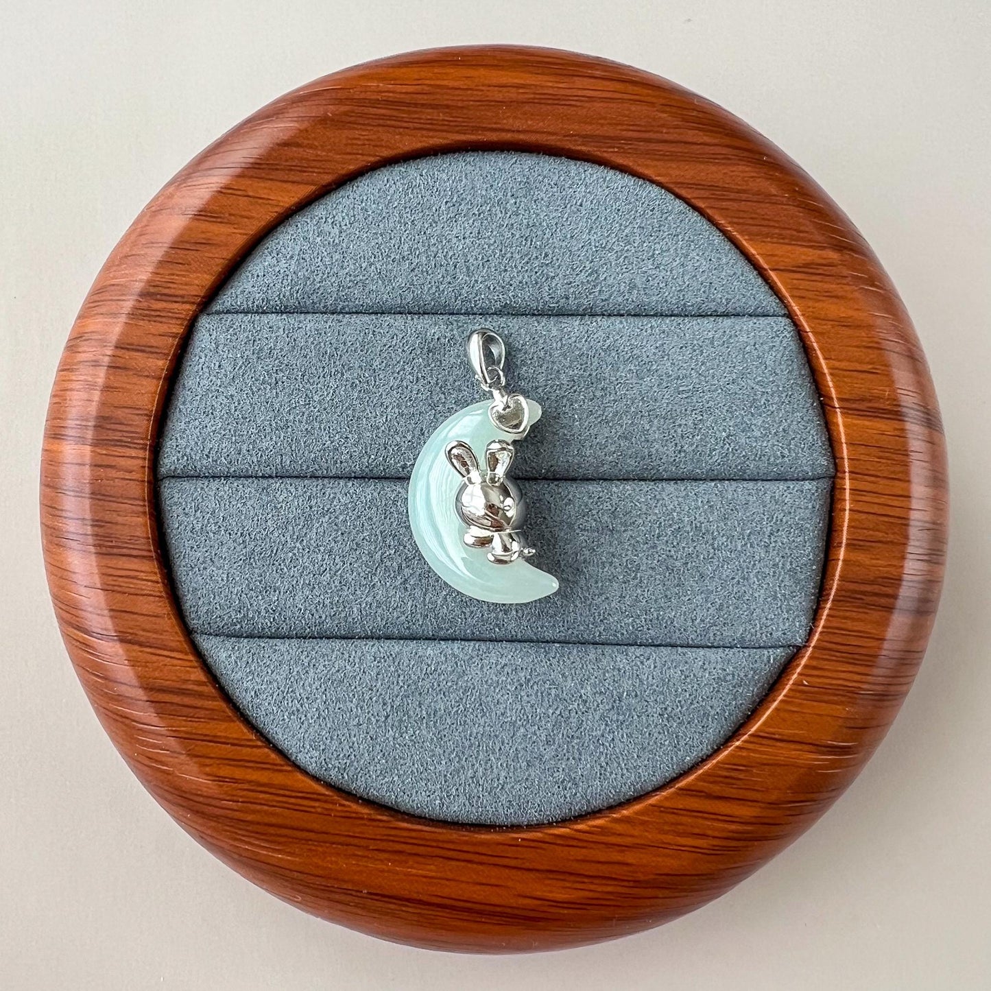 Jade Rabbit of the Moon Pendant, Nephrite Jade Pendant with Sterling Silver, JSY-1025-0048