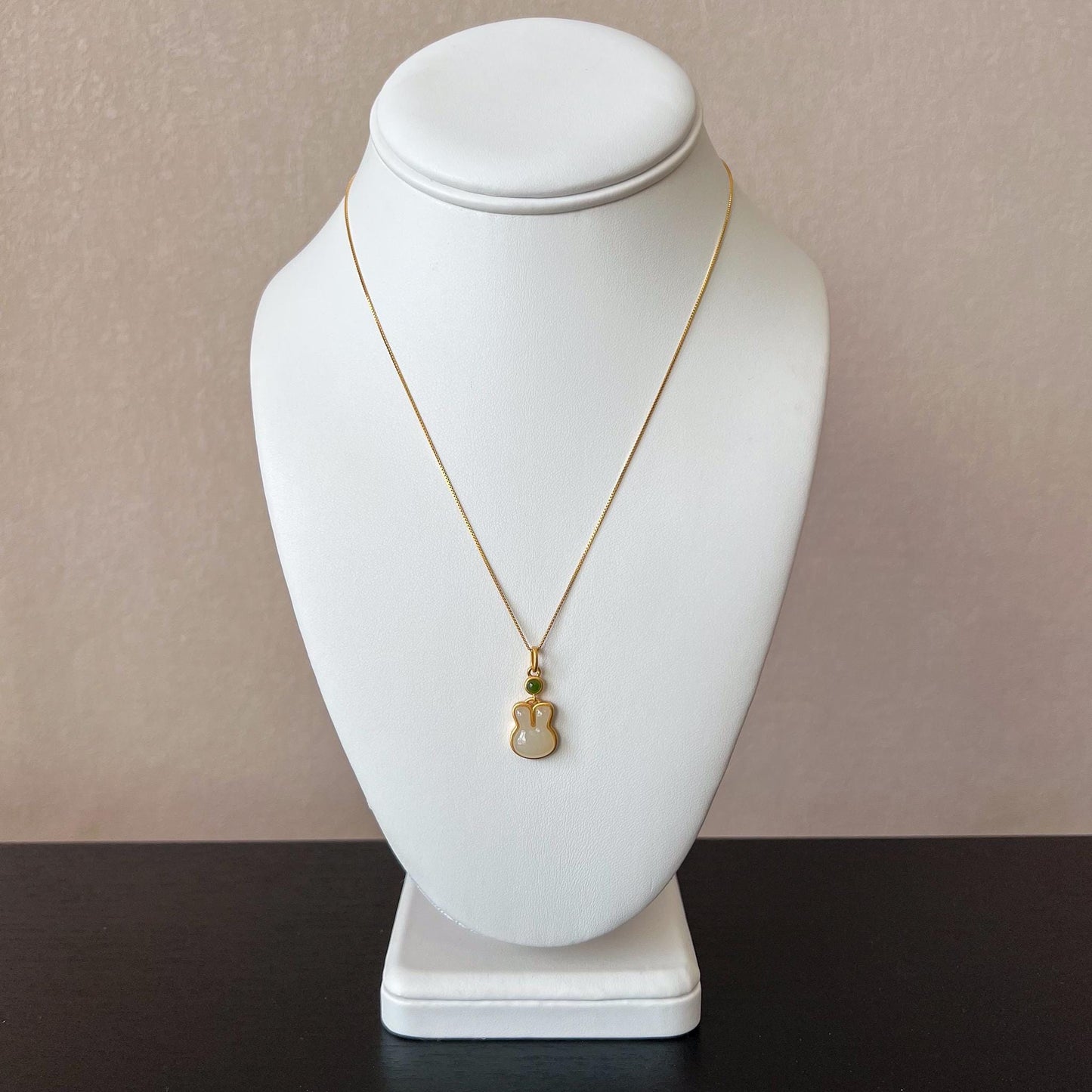 Lucky Rabbit Jade Pendant, Nephrite Jade Bunny Pendant with Gold Plated Sterling Silver, JSY-1025-0029