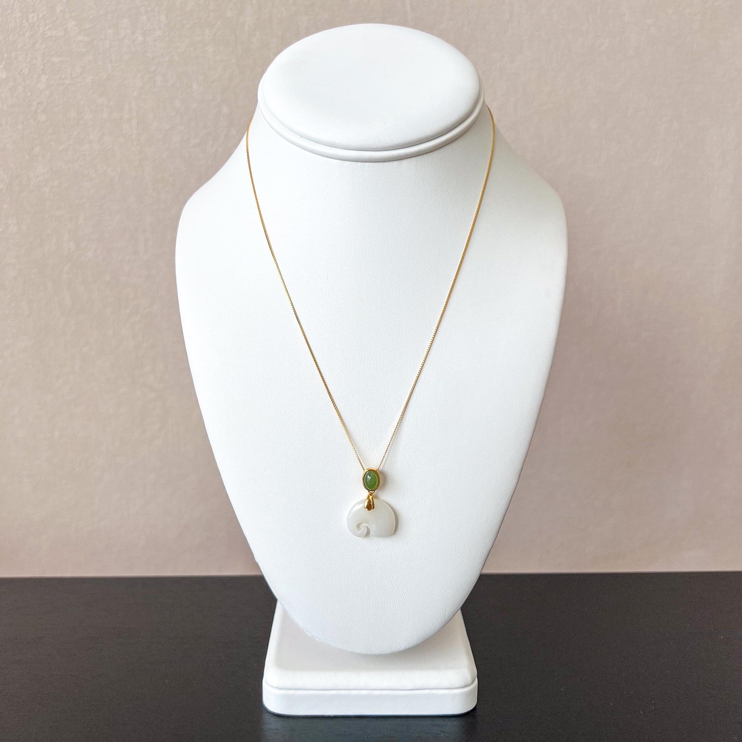 Elephant Blessing Jade Pendant, Nephrite Jade Gold Plated Sterling Silver Pendant, JSY-0424-4057