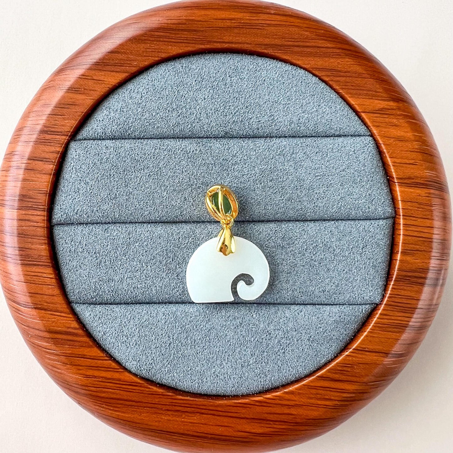 Elephant Blessing Jade Pendant, Nephrite Jade Gold Plated Sterling Silver Pendant, JSY-0424-4057