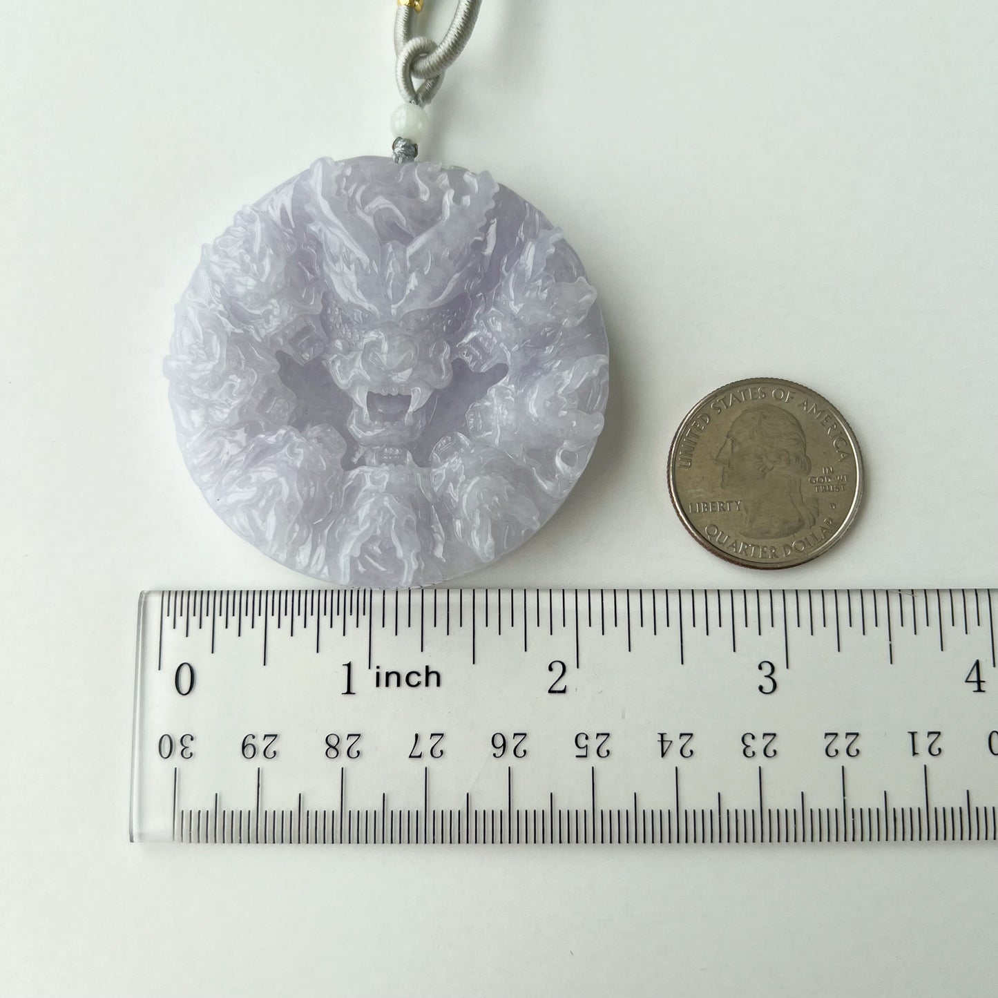 Circle of Nine Dragons Pendant, Light Purple Hand Carved Jadeite Jade Pendant, YGR-0323-1706549514