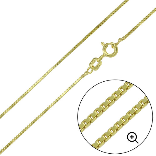 0.9 mm Gold Plated 925 Sterling Silver Box Chain - AriaDesignCollection