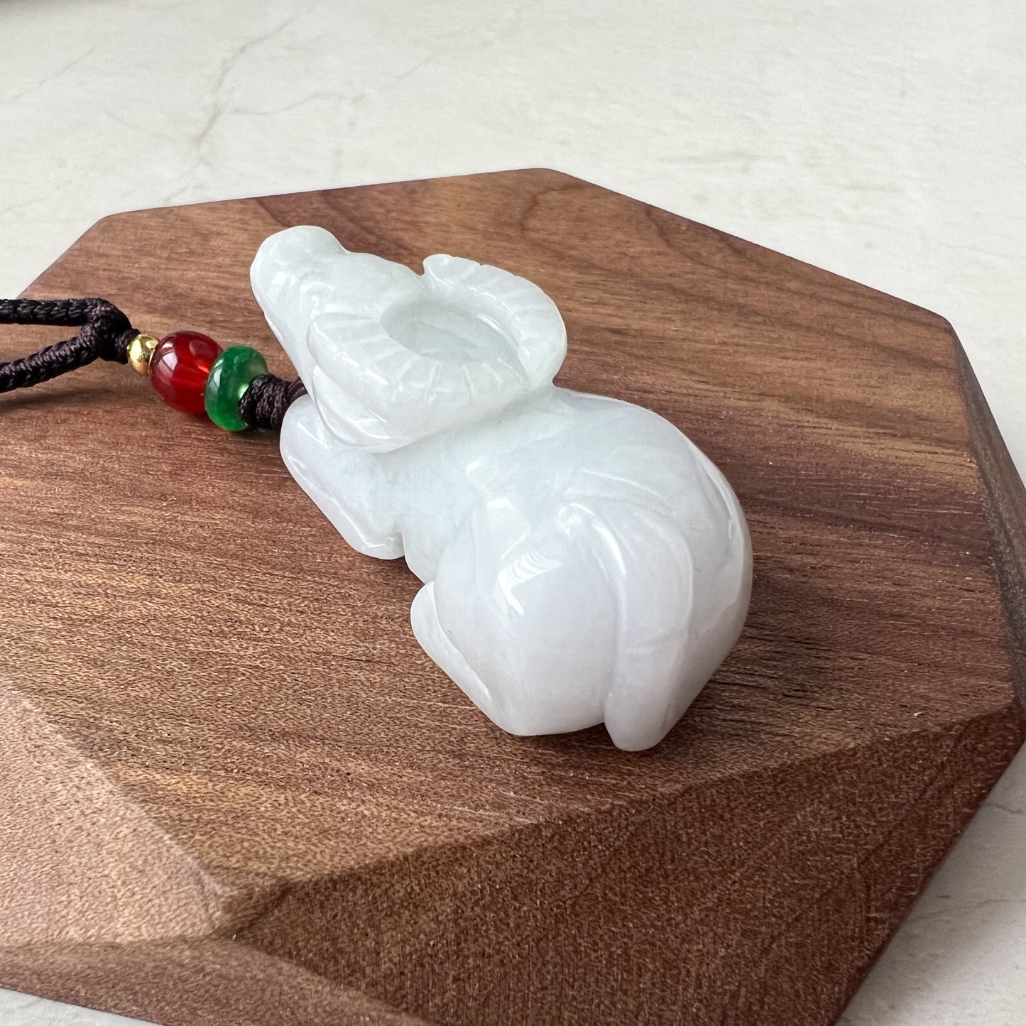 White Light Purple Jadeite Jade Ox Bull Cow Chinese Zodiac Carved Pendant Necklace, YJ-0321-0467120 - AriaDesignCollection