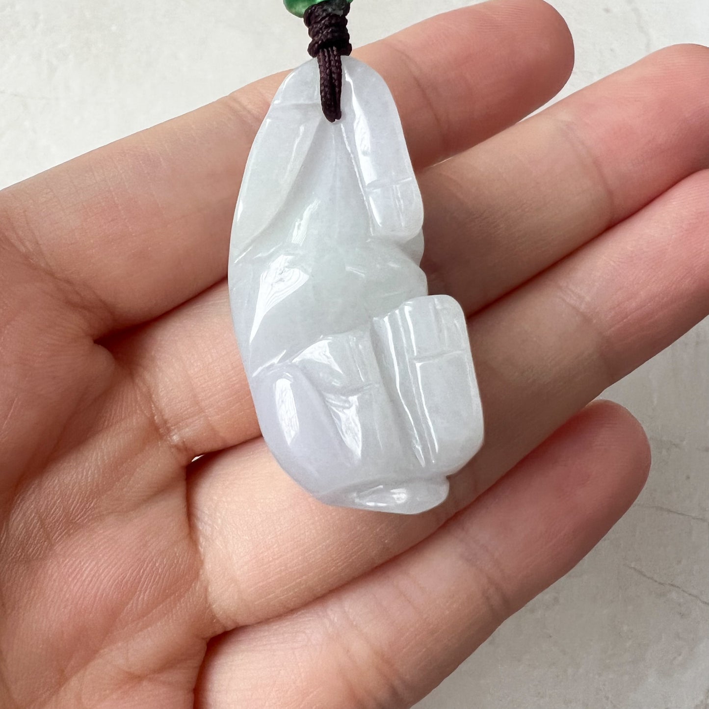 White Light Purple Jadeite Jade Ox Bull Cow Chinese Zodiac Carved Pendant Necklace, YJ-0321-0467120 - AriaDesignCollection