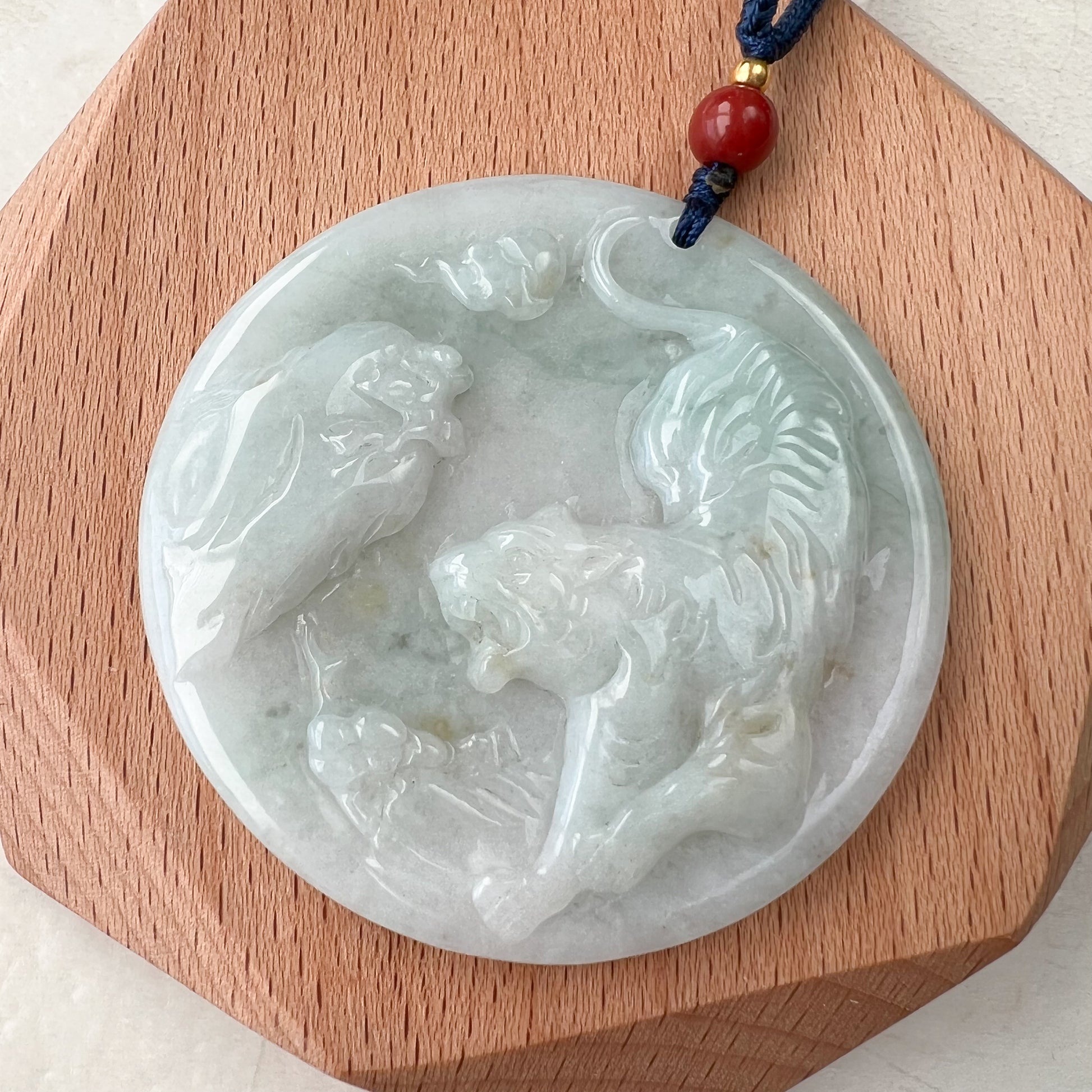 Jadeite Jade Tiger Chinese Zodiac Carved Pendant Necklace, YJ-0321-0466118 - AriaDesignCollection