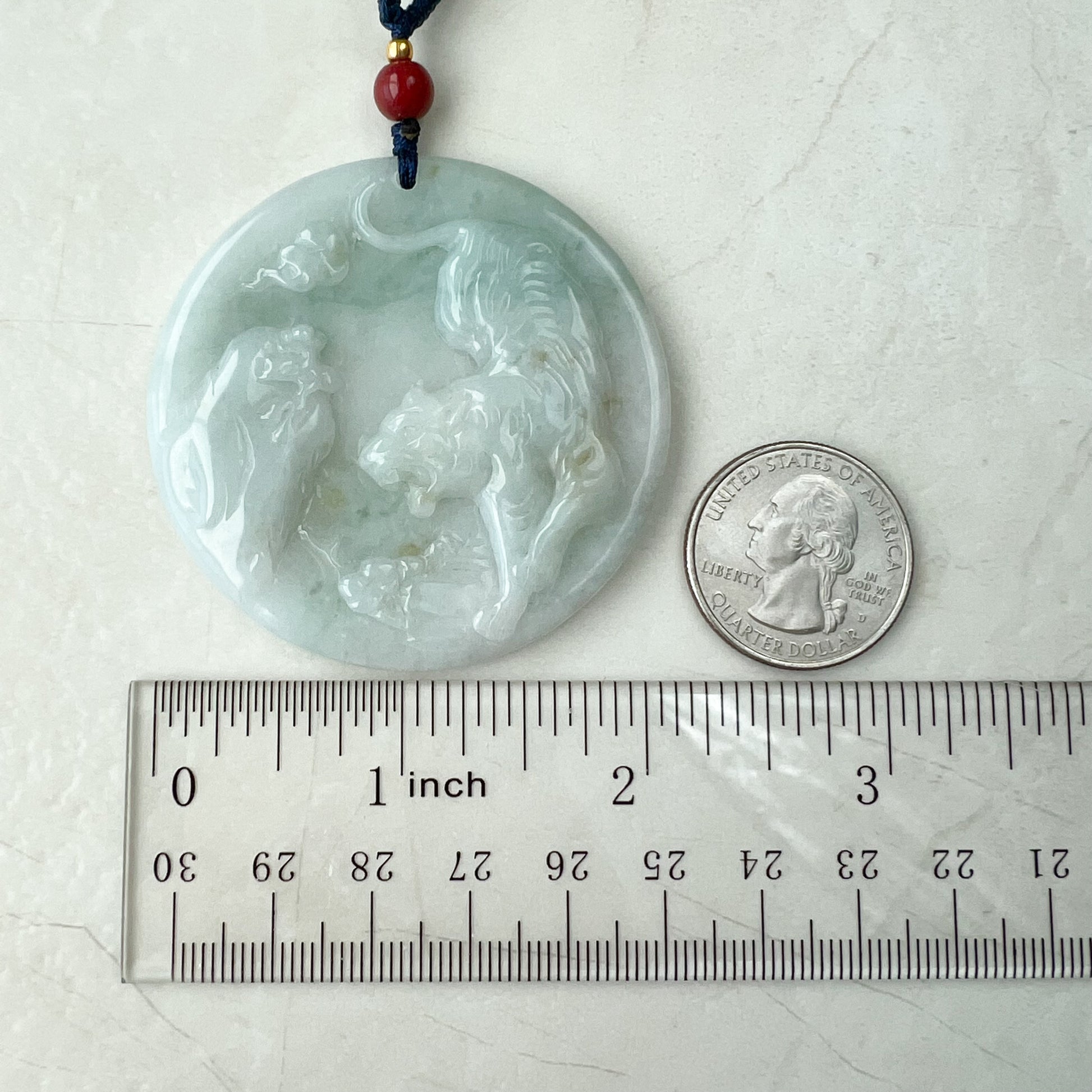 Jadeite Jade Tiger Chinese Zodiac Carved Pendant Necklace, YJ-0321-0466118 - AriaDesignCollection