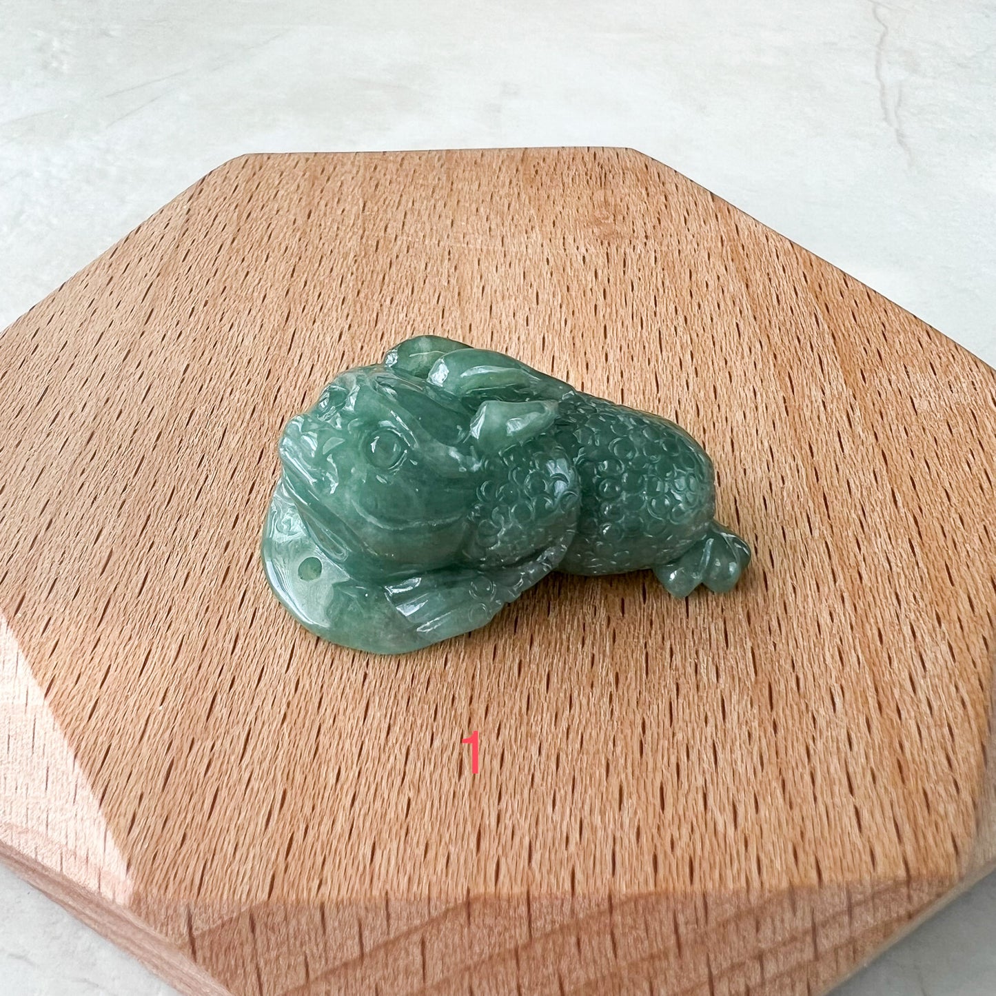 Jadeite Jade Green Money Toad, Money Frog, Golden Toad, 3 Leg Toad, Jin Chan, Lucky Fortune Toad,  金蟾 Pendant, YJ-1221-0322307