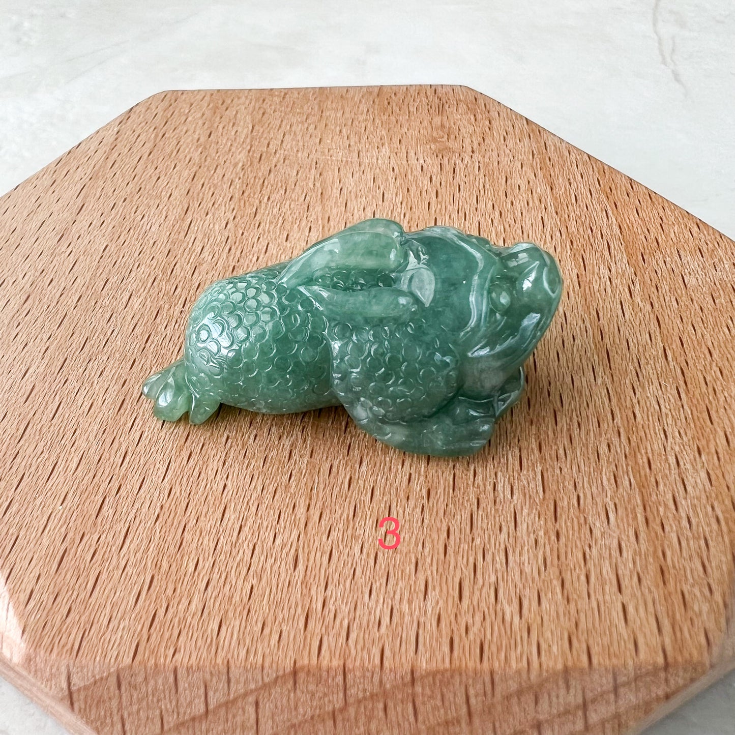 Jadeite Jade Green Money Toad, Money Frog, Golden Toad, 3 Leg Toad, Jin Chan, Lucky Fortune Toad,  金蟾 Pendant, YJ-1221-0322307