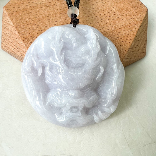 Purple Jadeite Jade Dragon Chinese Zodiac Hand Carved Pendant Necklace, YJ-0321-0345832 - AriaDesignCollection