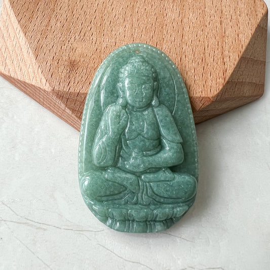 Jadeite Jade Amitabha Buddha Amita Amida Green Carved Pendant Necklace, A Di Đà Phật, 阿弥陀佛, YJ-0622-0362178-5 - AriaDesignCollection