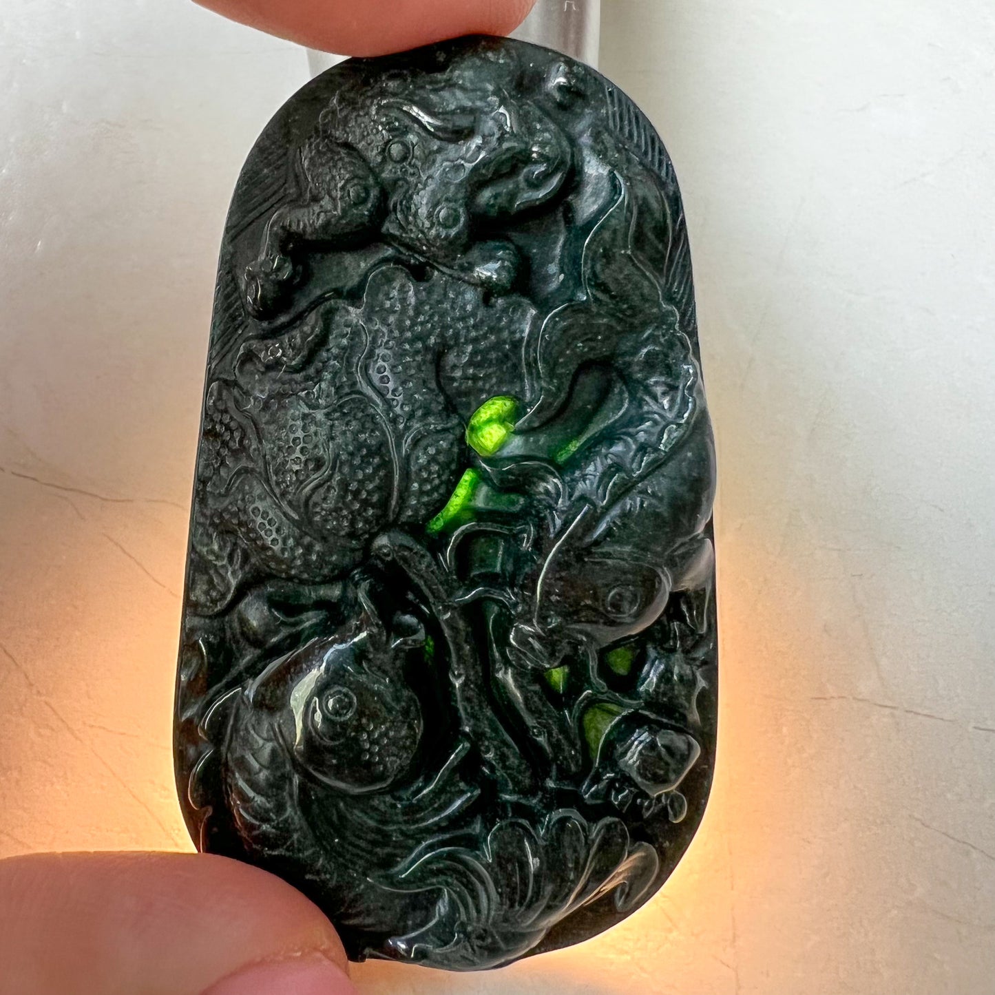 Black Jadeite Jade Twin Fish, Omphacite Jade, Pisces Zodiac Horoscope Necklace, Hand Carved Pendant Necklace, LGG-0322-1667010045-1 - AriaDesignCollection