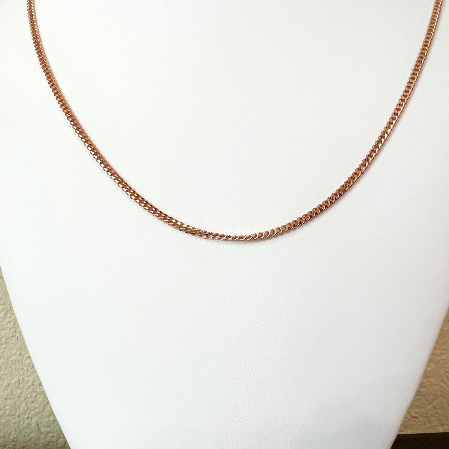 1.8 mm Rose Gold Plated 925 Sterling Silver Curb Chain - AriaDesignCollection