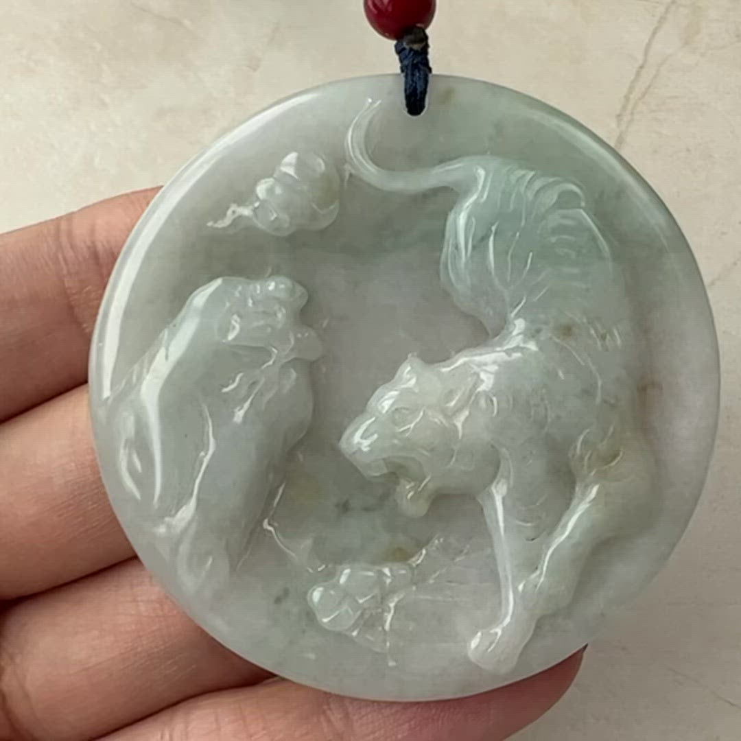 Tiger Zodiac Jadeite Jade Pendant