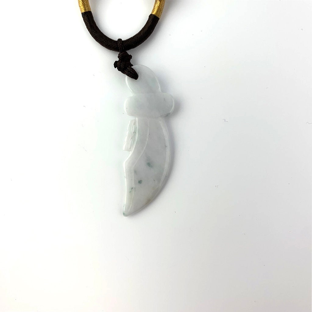 Jadeite Jade White Jade Sword Hand Carved Pendant Necklace, YW-0110-1645805661 - AriaDesignCollection
