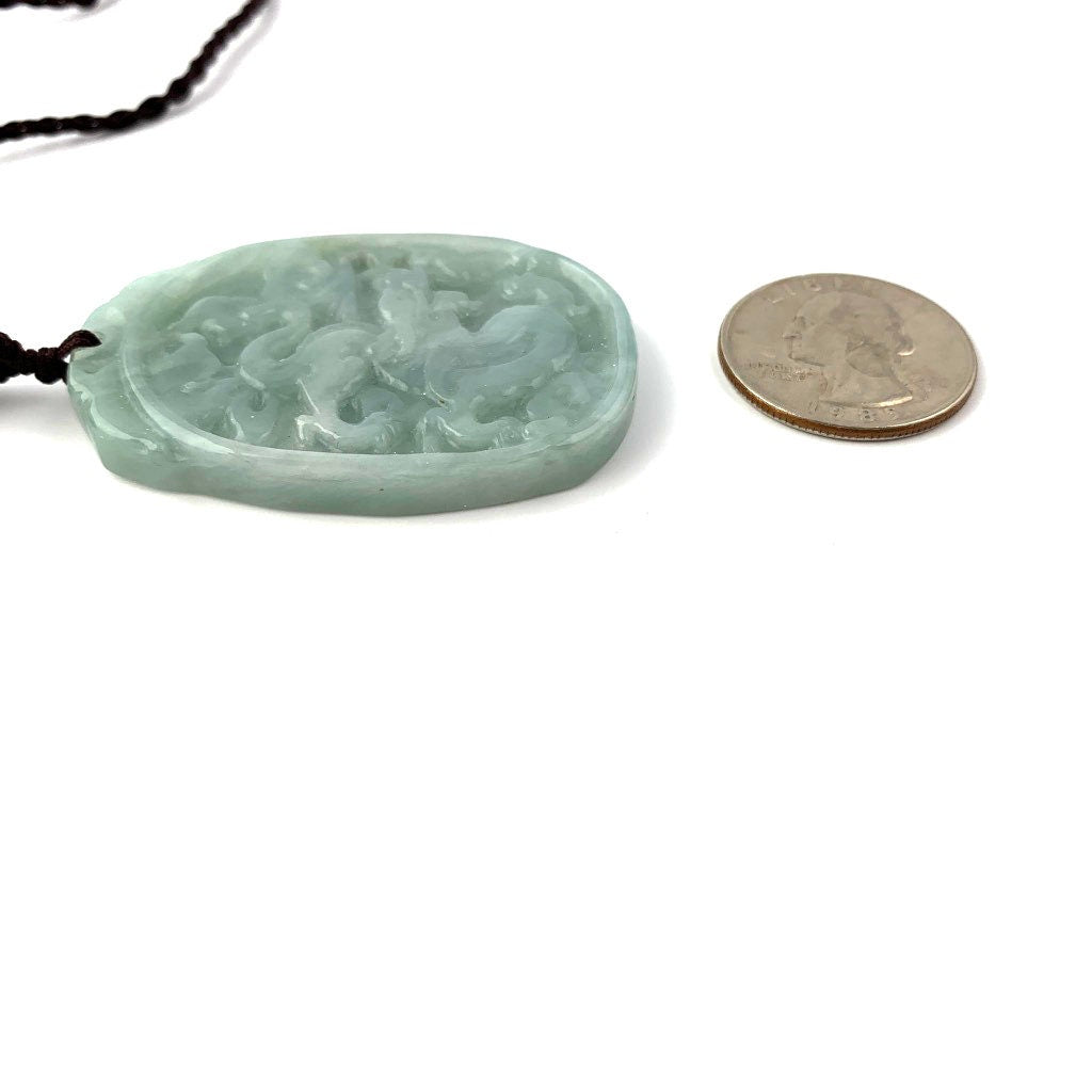 Green Jadeite Jade Dragon Zodiac Carved Necklace, Jade Pendant, Jade Necklace, YW-0321-1646926102 - AriaDesignCollection