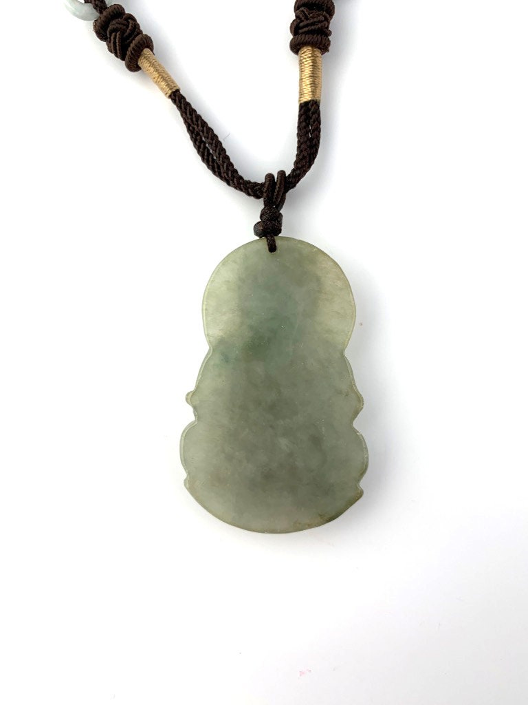 Jadeite Jade Guan Yin Avalokiteshvara Carved Pendant Necklace, YW-0110-1646196724 - AriaDesignCollection