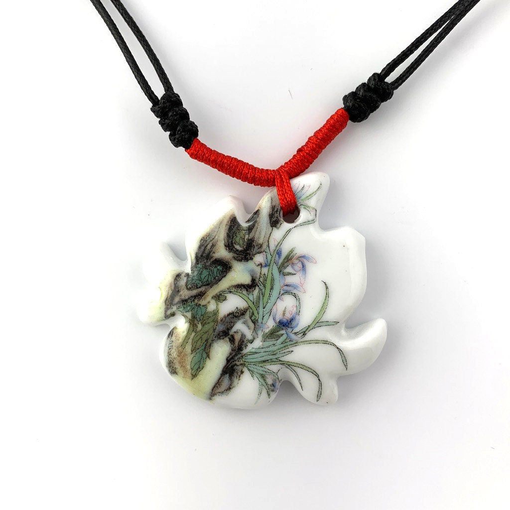 Chinese Porcelain Handmade Necklace, Oriental Necklace, Chinese Necklace, Ceramic Necklace, YW-0110-1647036774 - AriaDesignCollection