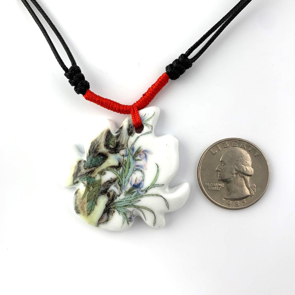 Chinese Porcelain Handmade Necklace, Oriental Necklace, Chinese Necklace, Ceramic Necklace, YW-0110-1647036774 - AriaDesignCollection