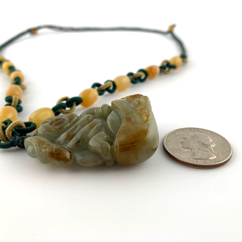 Jadeite Jade Pig Boar Chinese Zodiac Carved Pendant Necklace, YW-0110-1646980410 - AriaDesignCollection