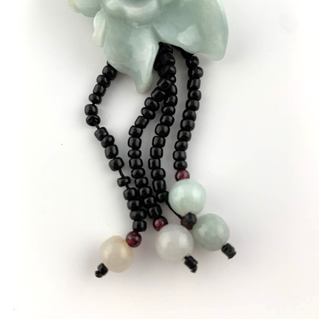 Jadeite Jade Carved Flower Necklace, YW-0110-1646979891 - AriaDesignCollection